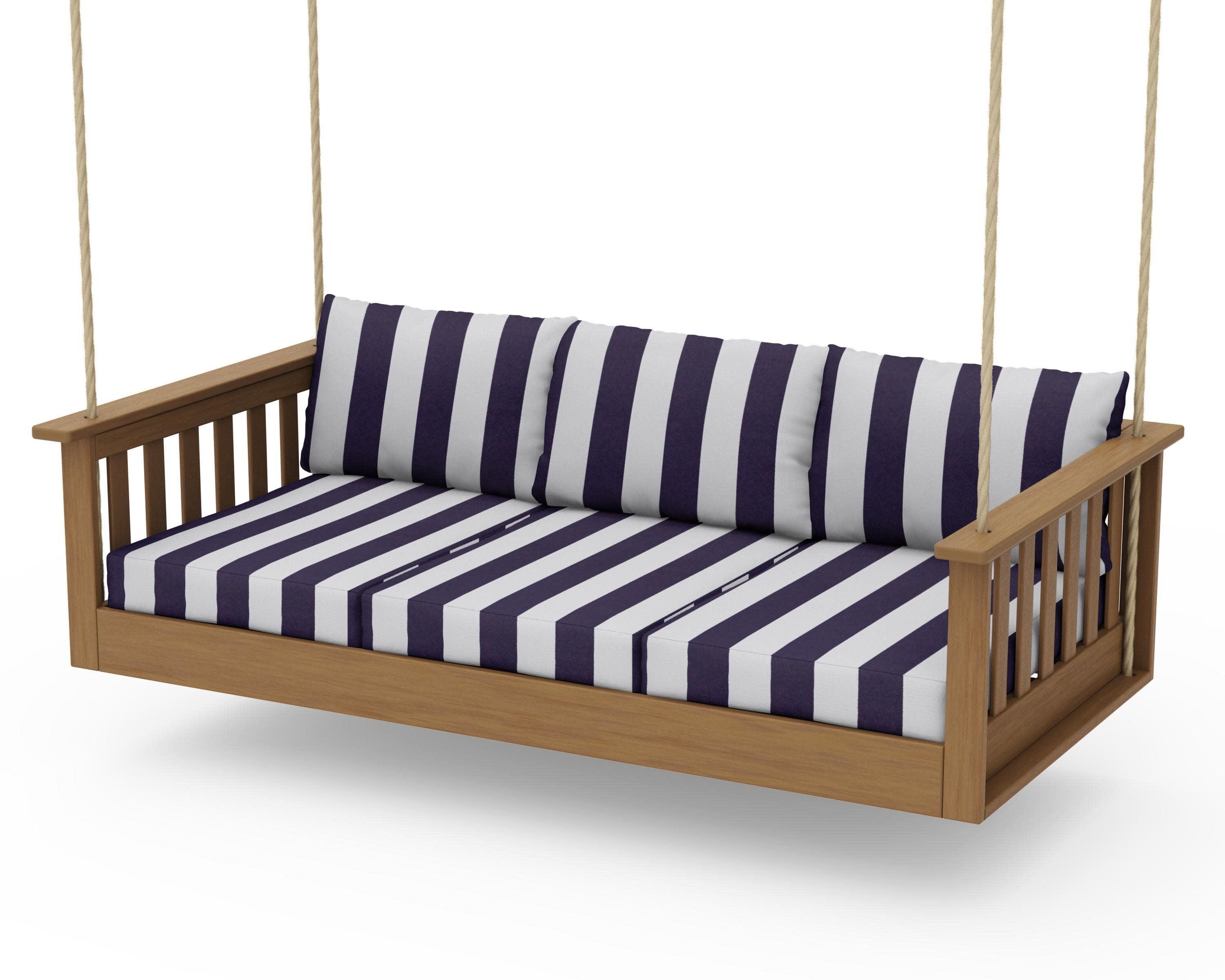 Vineyard Daybed Swing in Natural / Cabana Stripe Navy