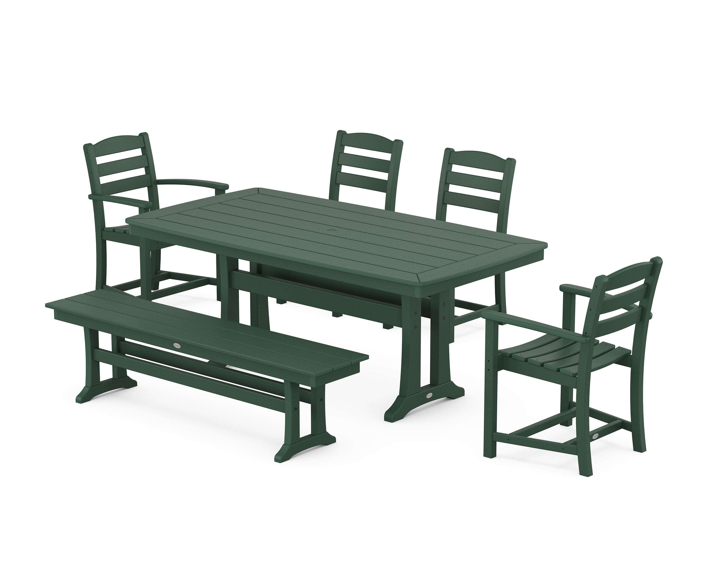 La Casa Cafe 6-Piece Dining Set with Trestle Legs in Green