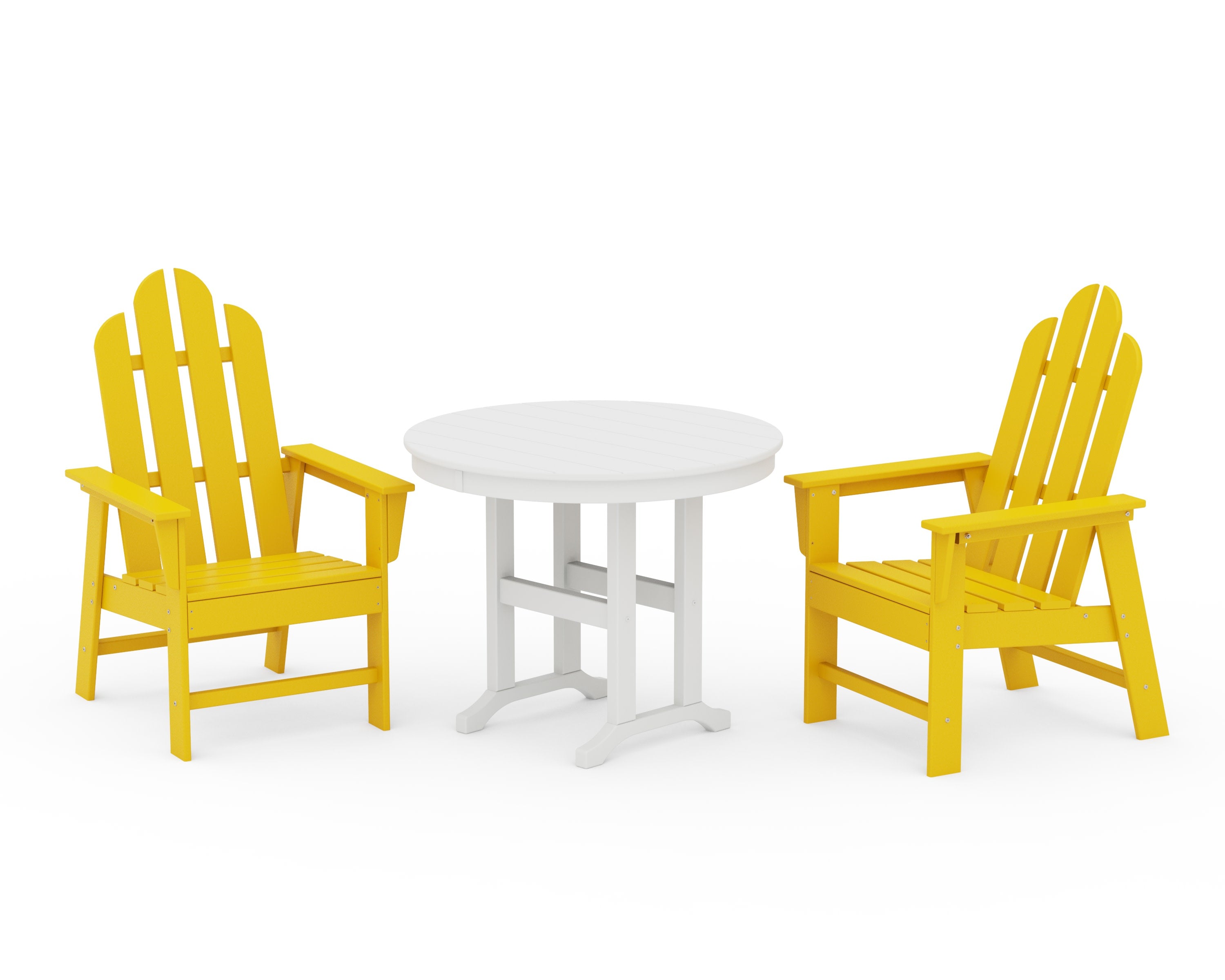 Long Island 3-Piece Round Dining Set in Lemon / White