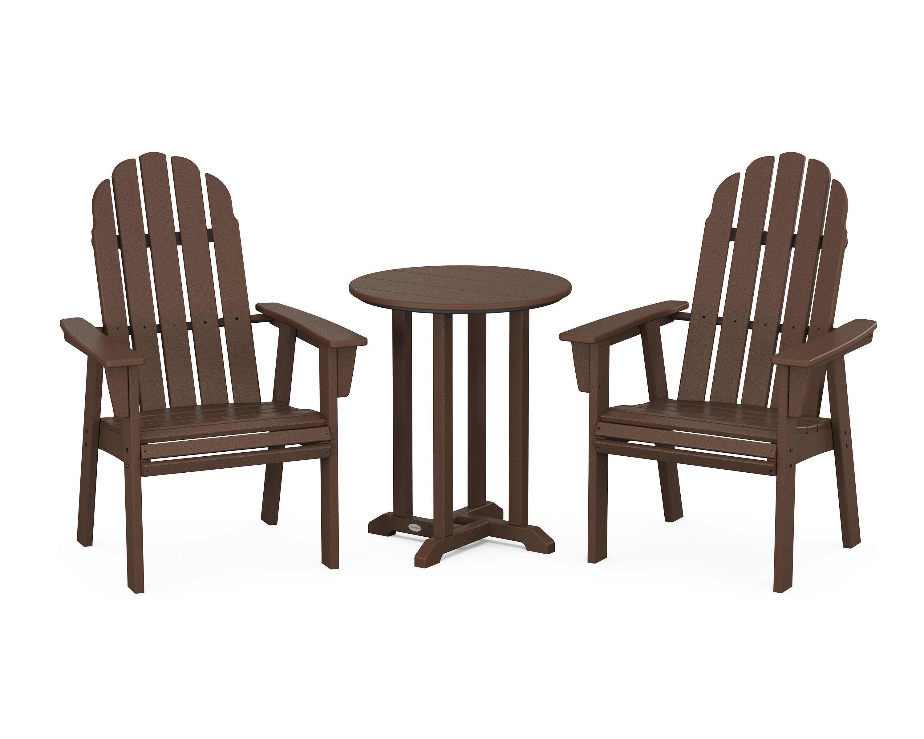 Vineyard Adirondack 3-Piece Round Bistro Dining Set in Mahogany