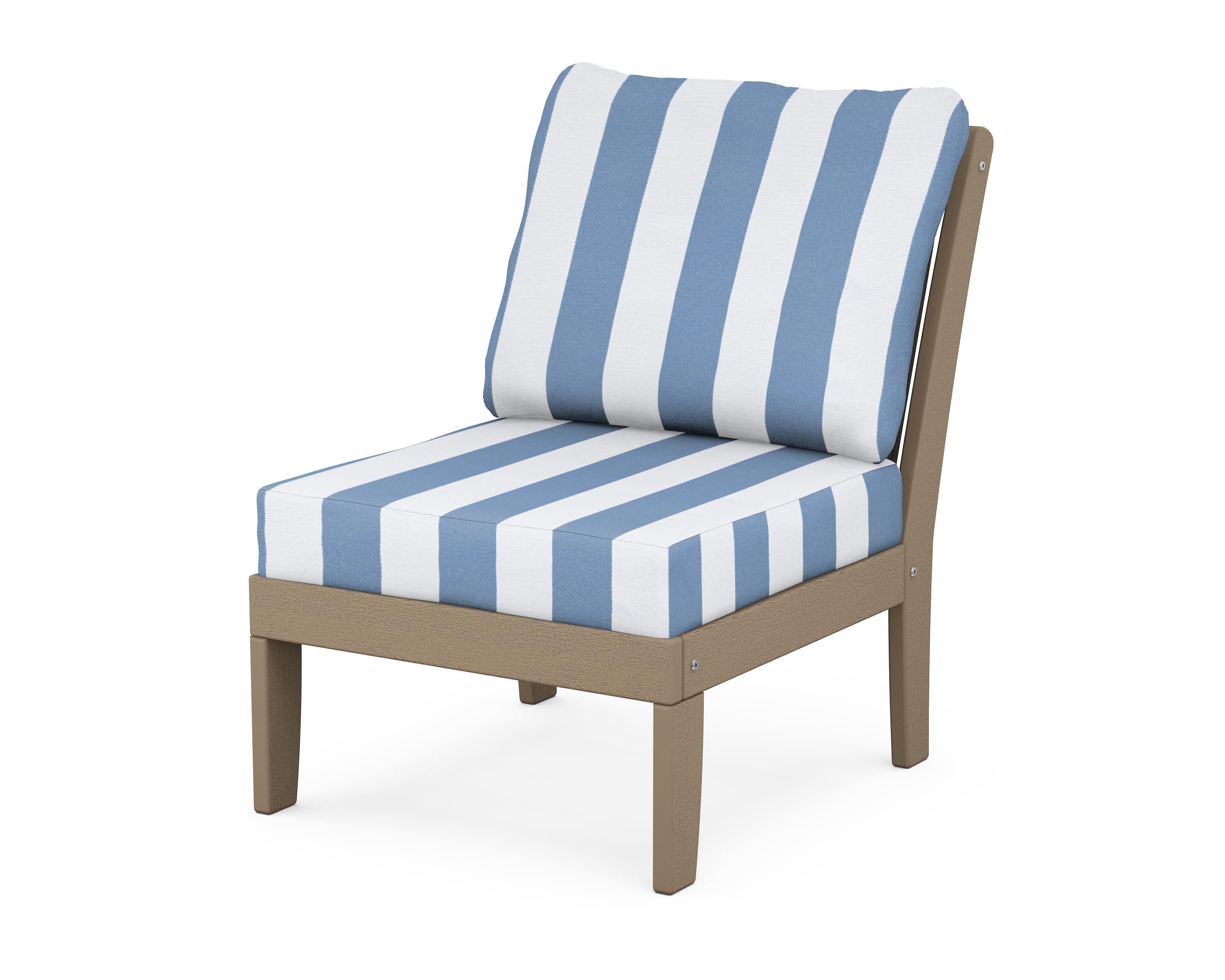 Braxton Modular Armless Chair in Vintage Sahara / Cabana Stripe Sky Blue