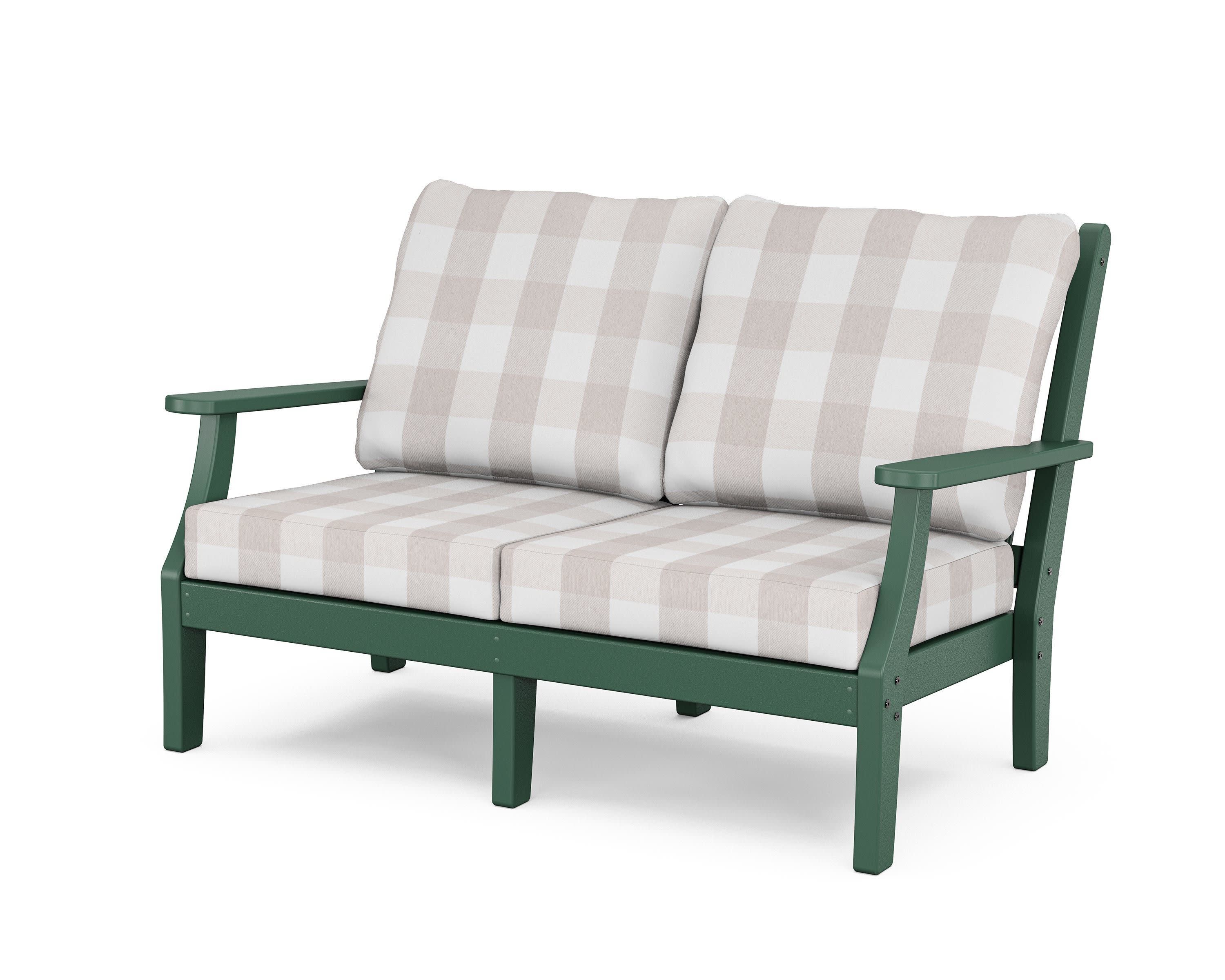 Wovendale Deep Seating Loveseat in Green / Buffalo Plaid Dune Burlap