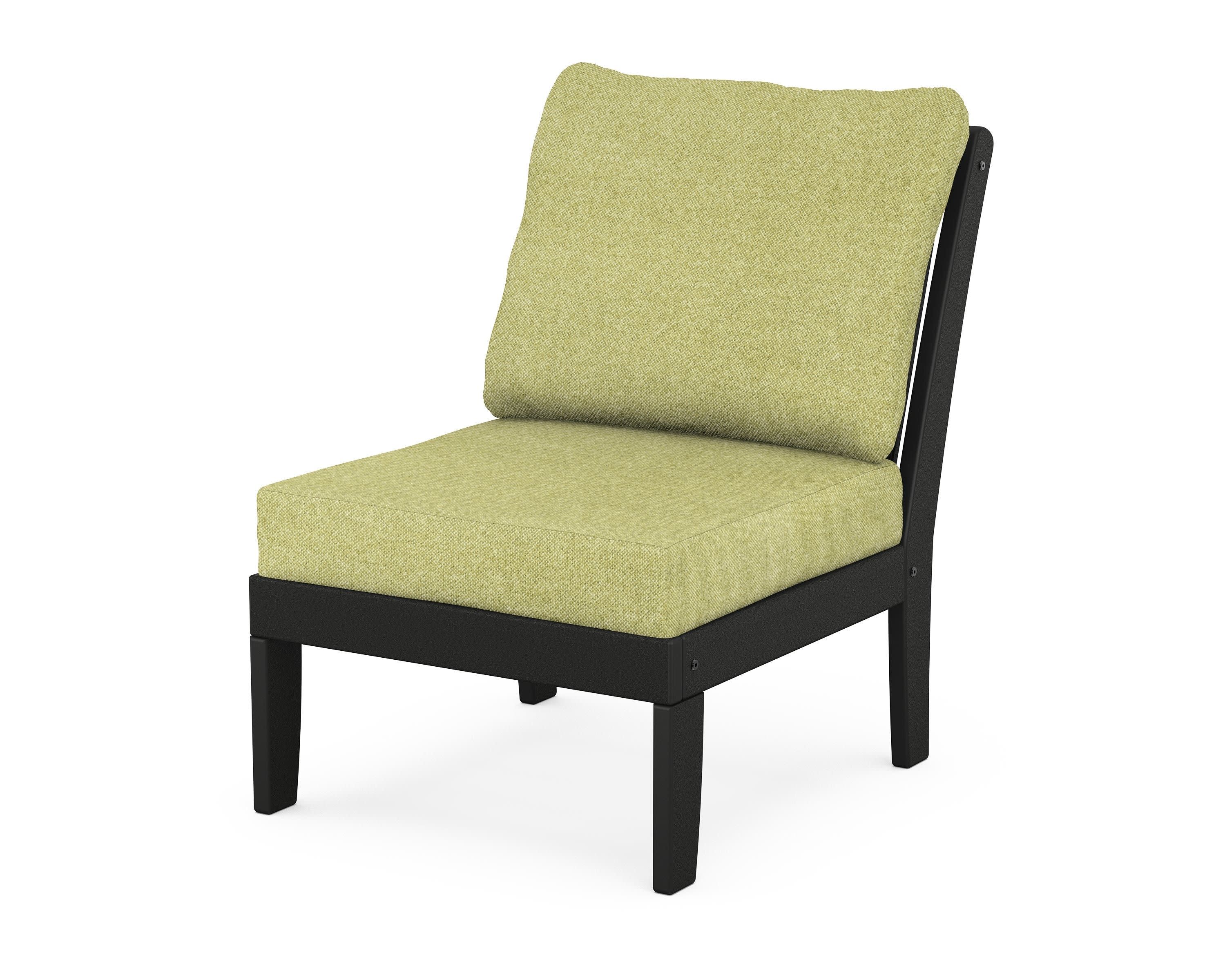 Braxton Modular Armless Chair in Black / Chartreuse Boucle