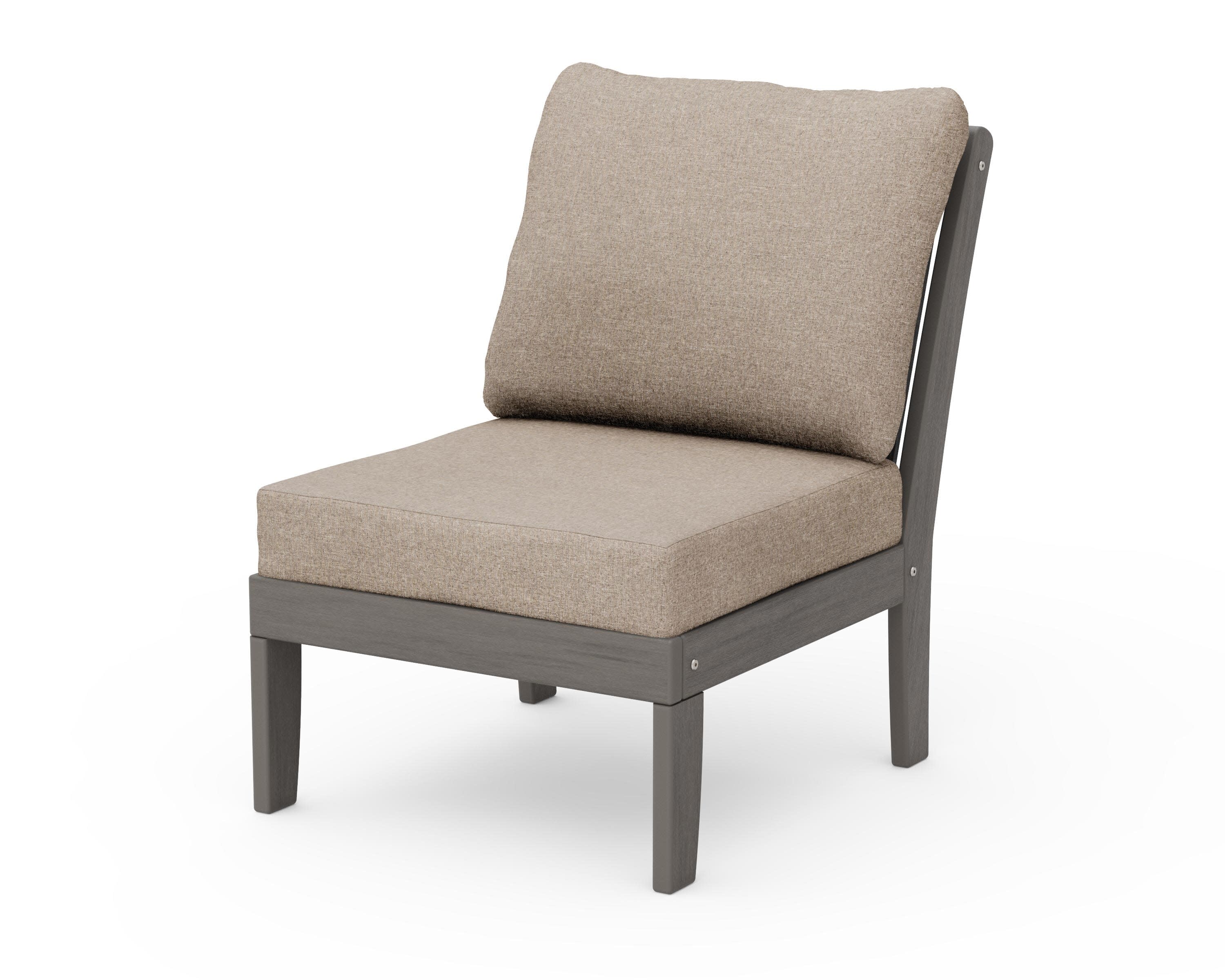 Braxton Modular Armless Chair in Driftwood / Spiced Burlap