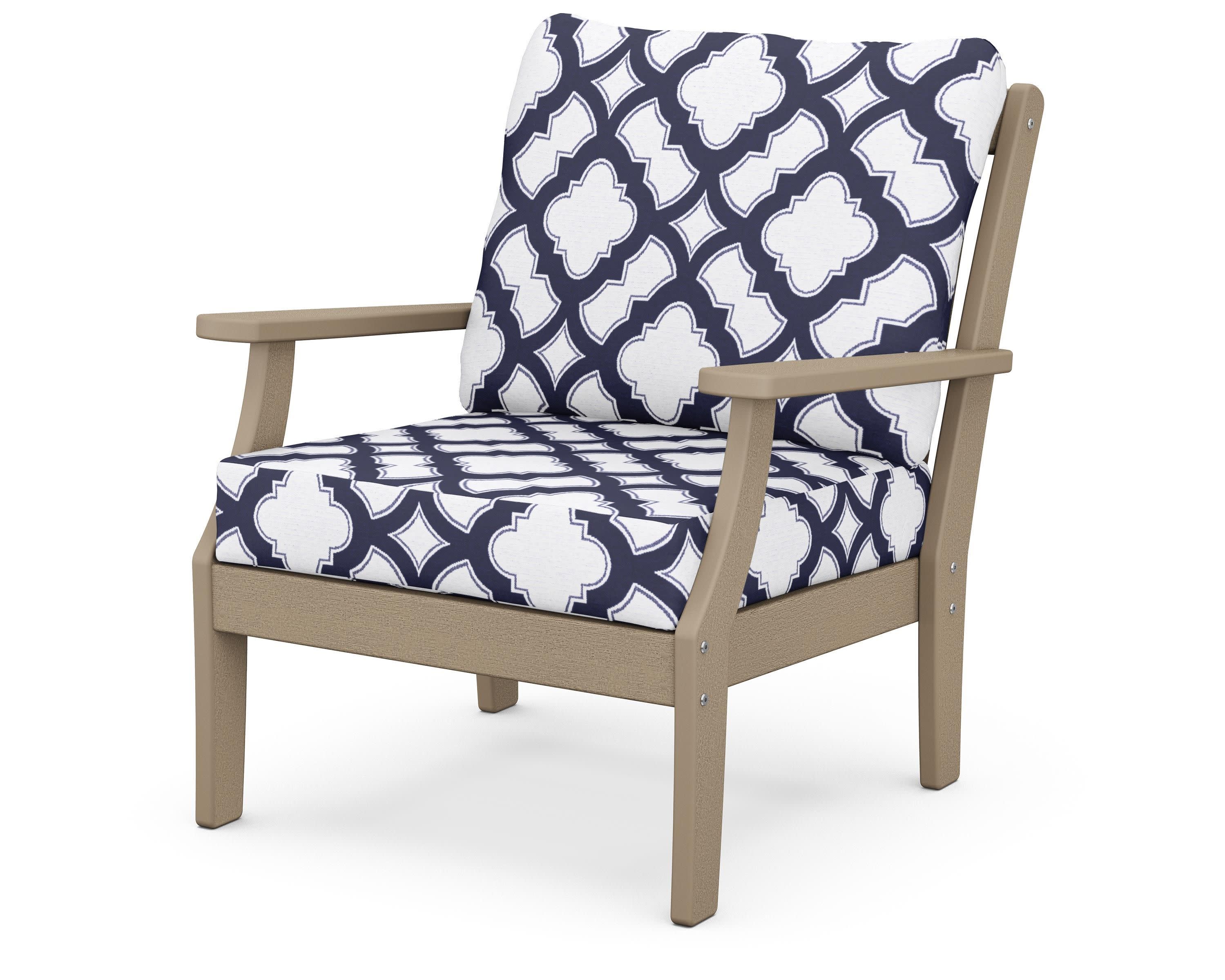 Braxton Deep Seating Chair in Vintage Sahara / Trellis Navy