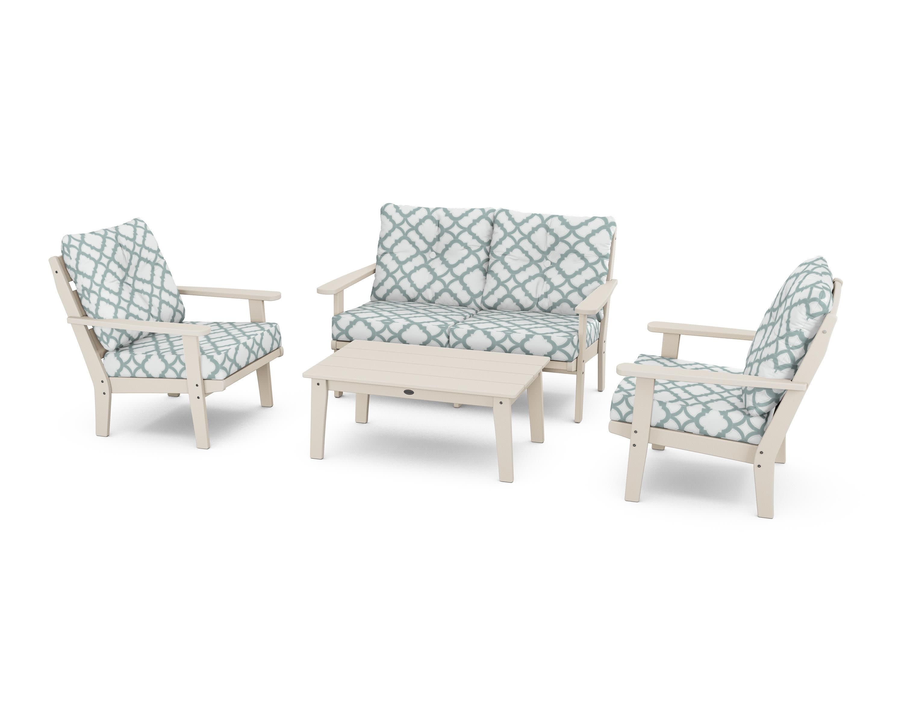 Lakeside 4-Piece Deep Seating Set in Sand / Trellis Glacier Spa