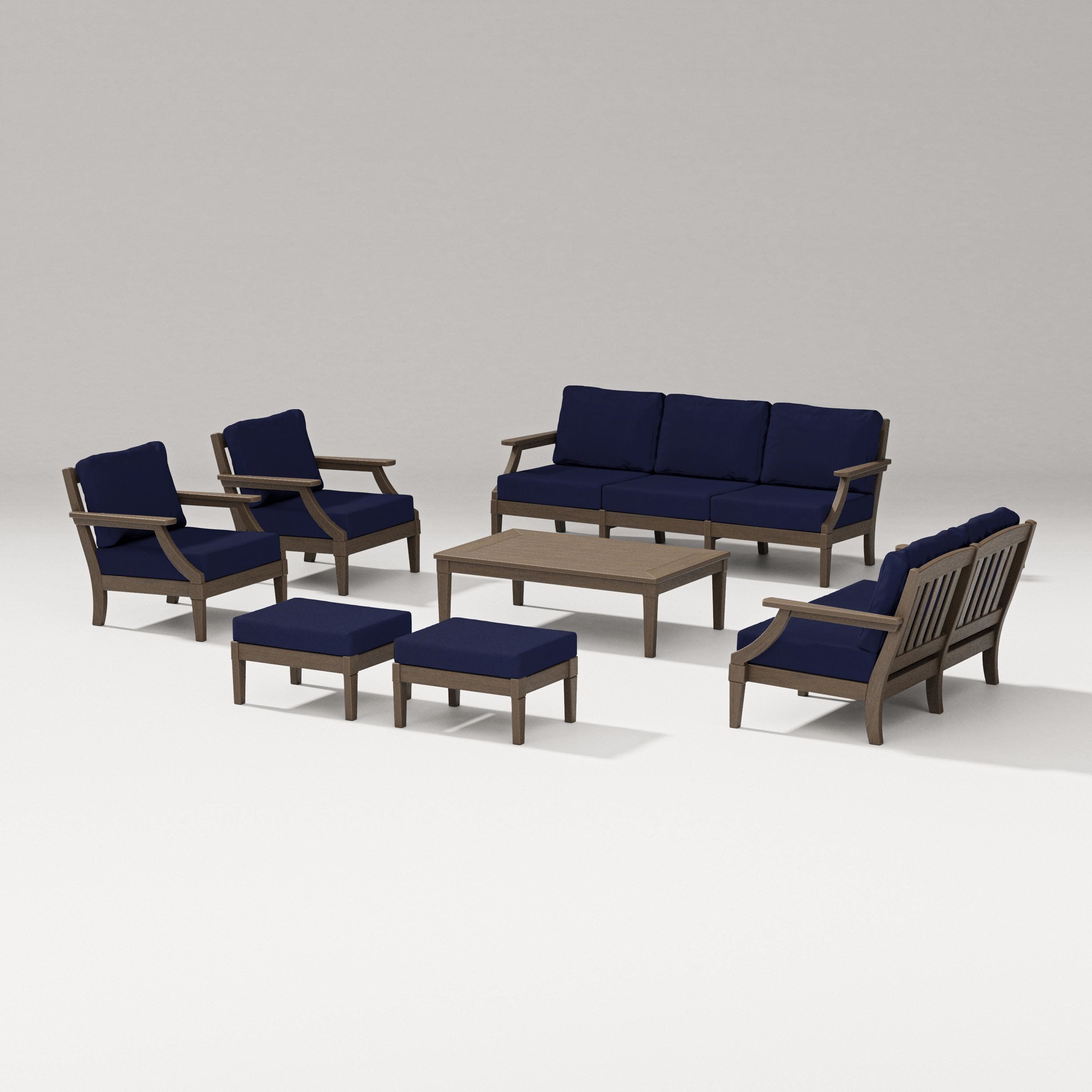Estate 7-Piece Lounge Sofa Set in Kona / Navy