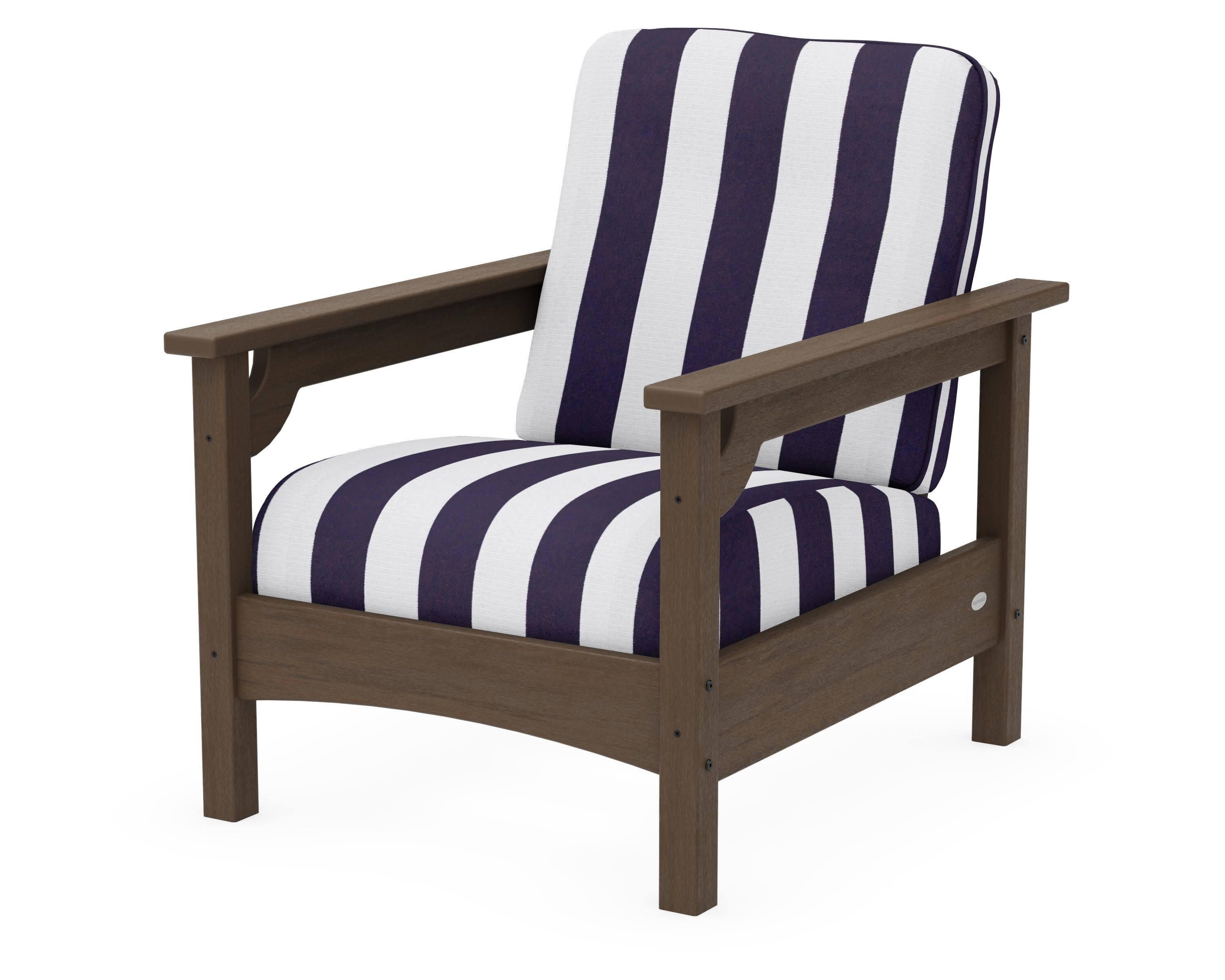 Club Chair in Kona / Cabana Stripe Navy