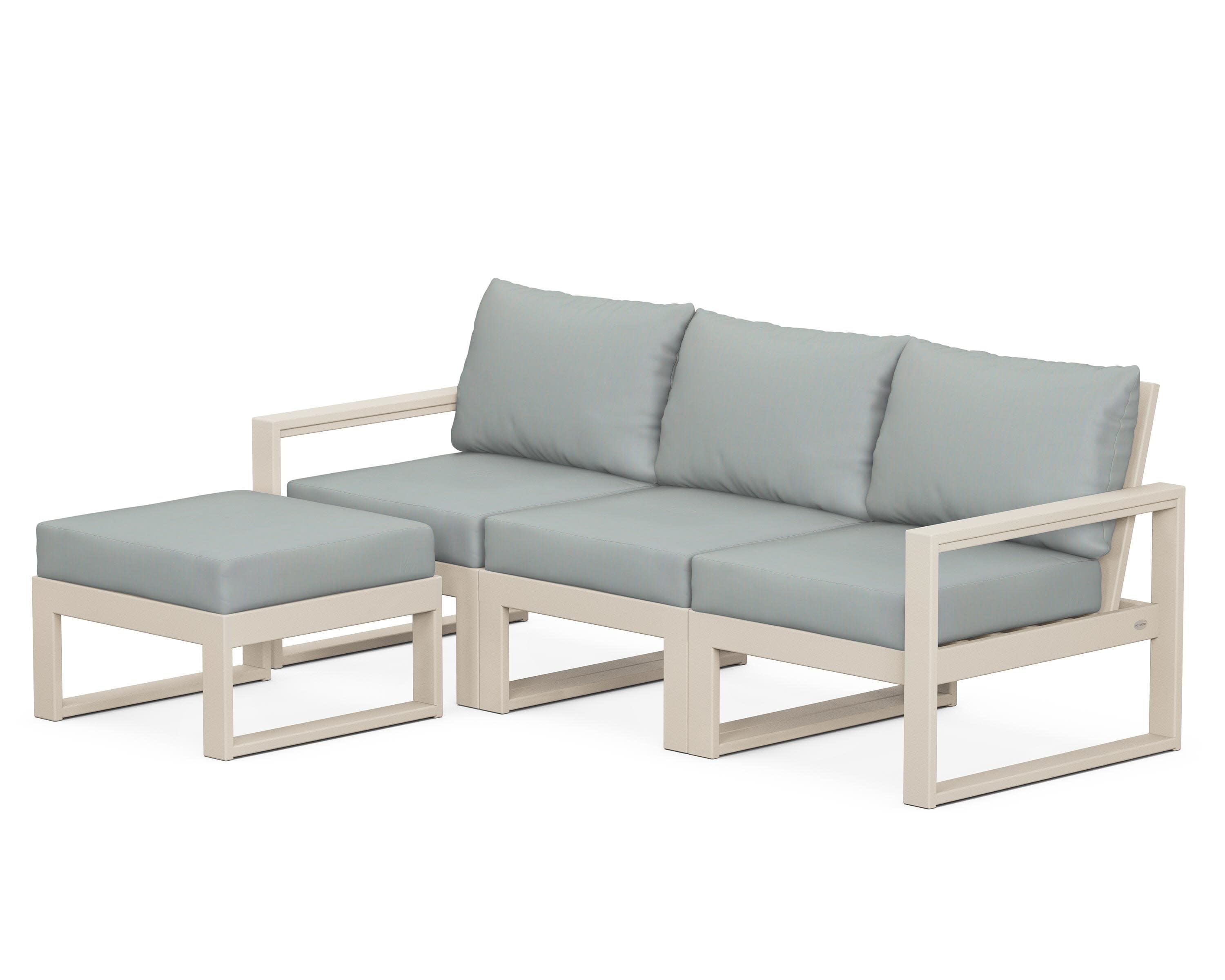 EDGE 4-Piece Modular Deep Seating Set with Ottoman in Sand / Spa