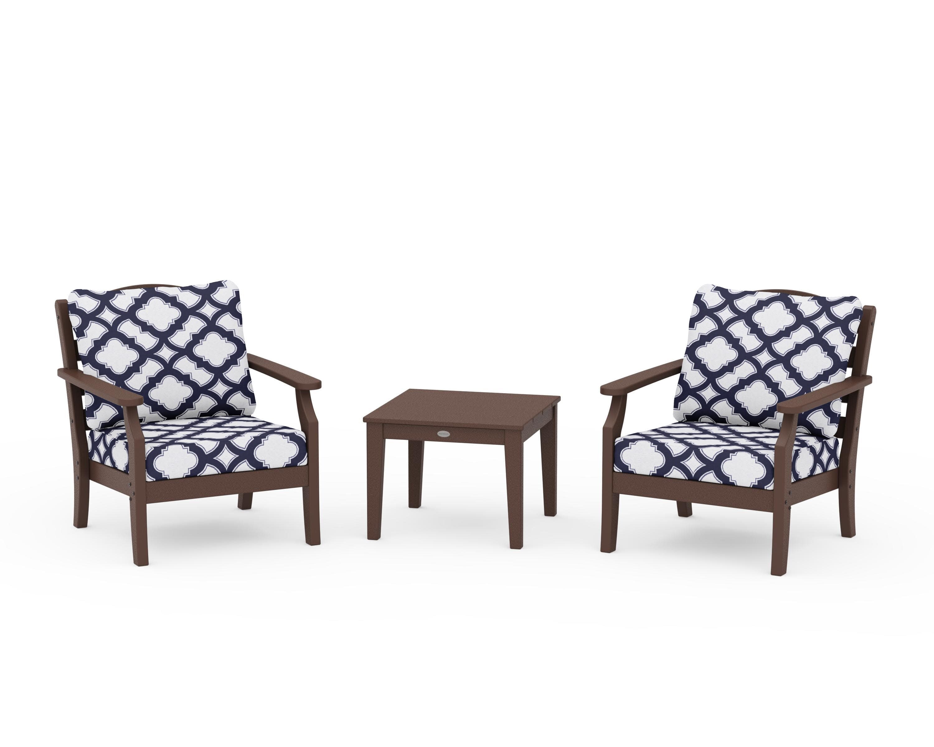 Savannah 3-Piece Deep Seating Set in Mahogany / Trellis Navy