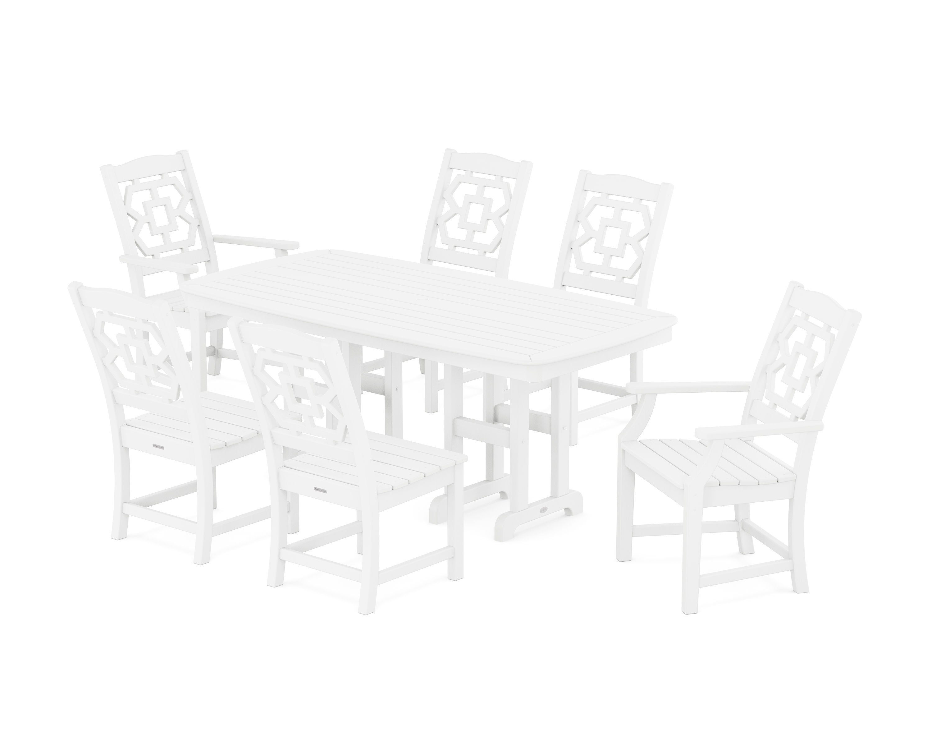 Chinoiserie 7-Piece Dining Set in White