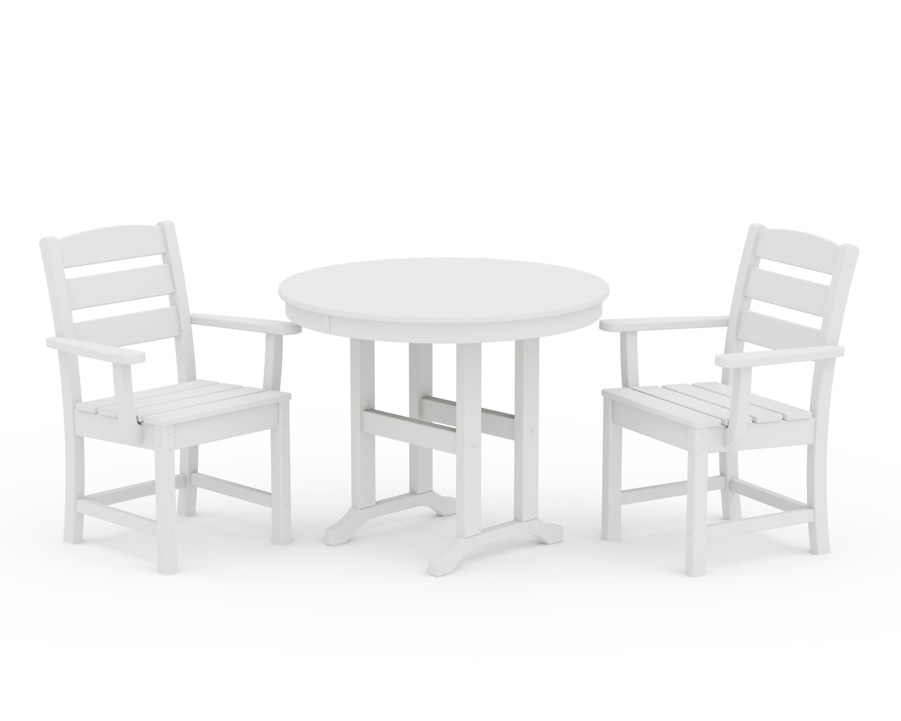 Lakeside 3-Piece Round Dining Set in White