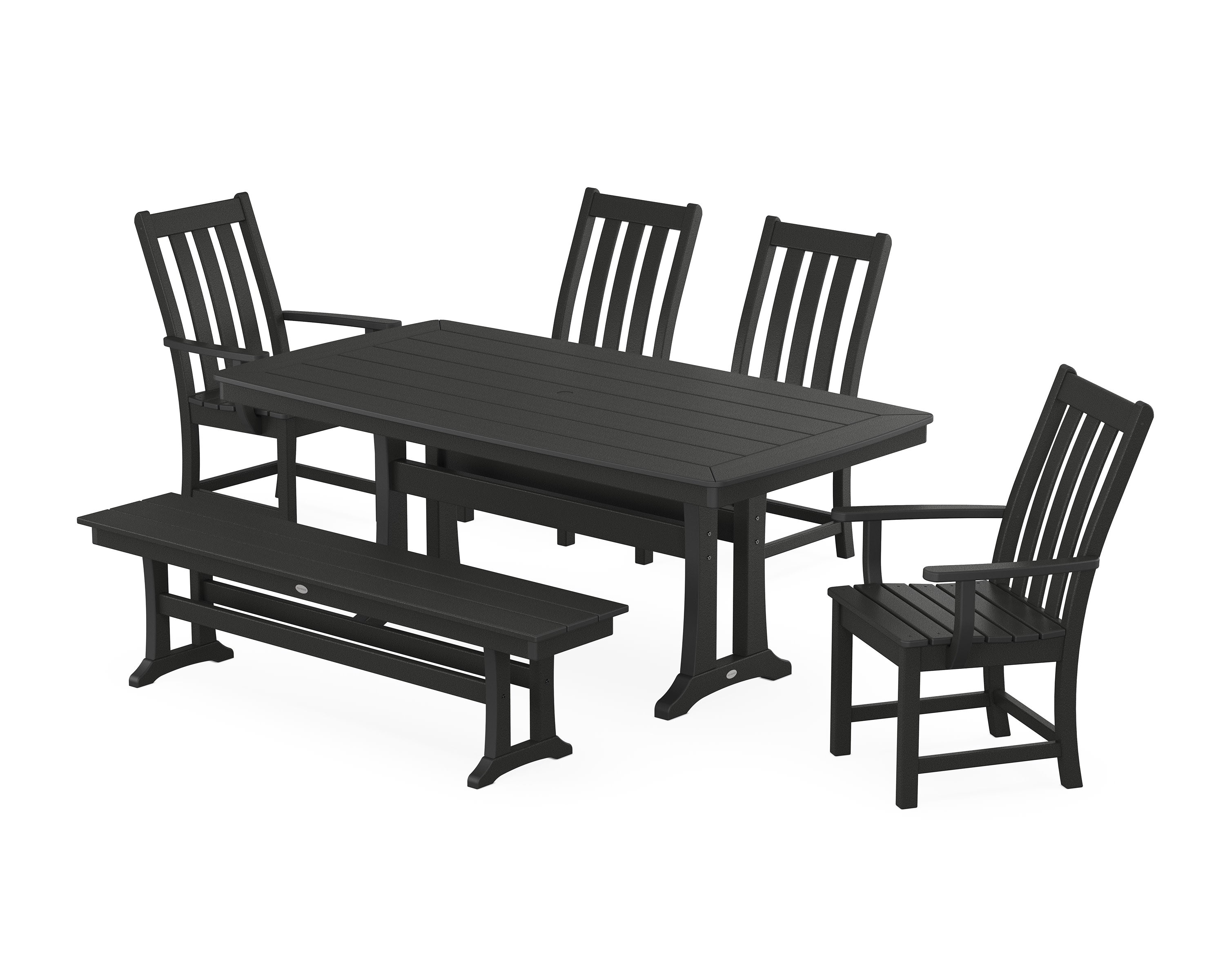 Vineyard 6-Piece Dining Set with Trestle Legs in Black