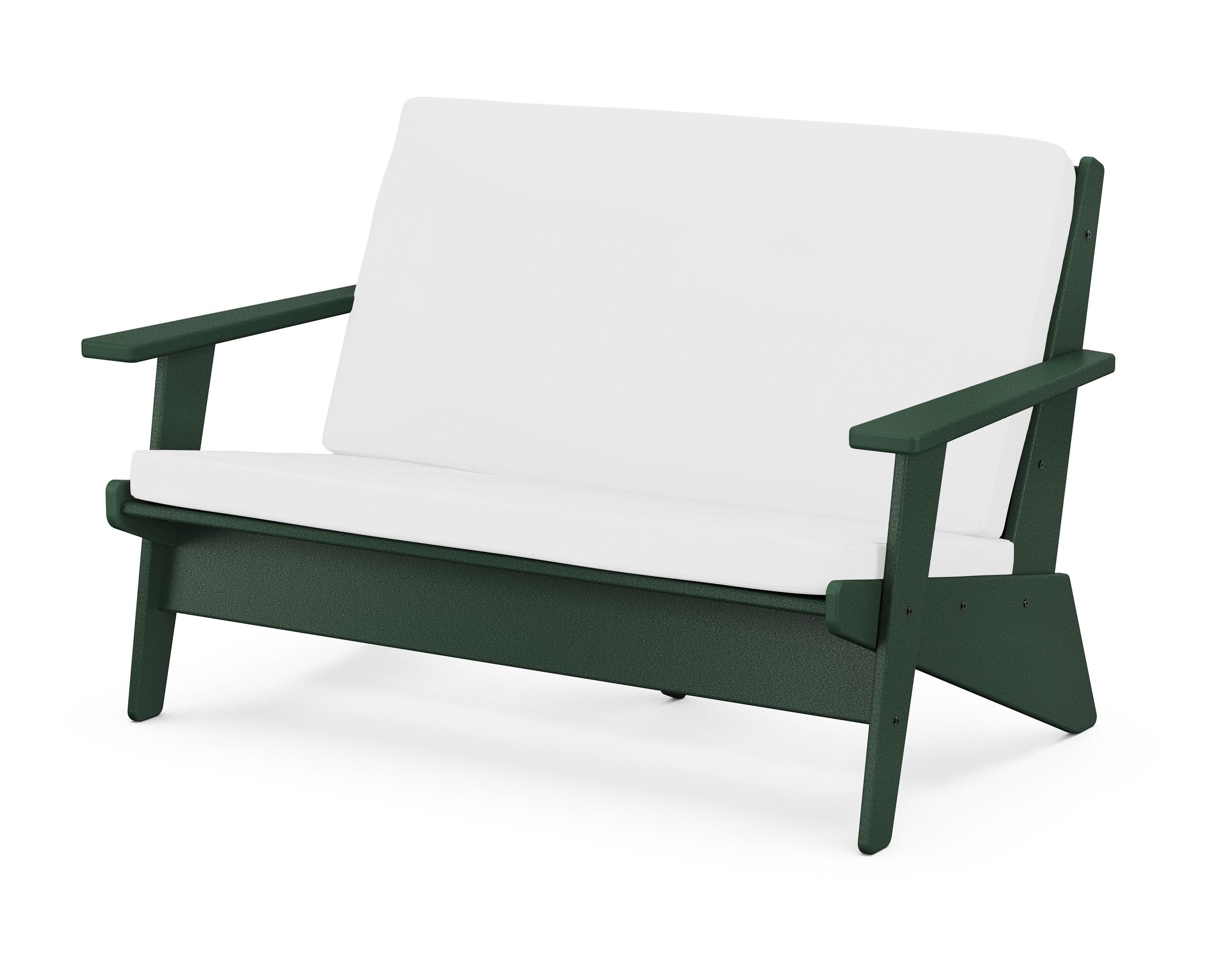 Riviera Modern Lounge Loveseat in Green / Natural