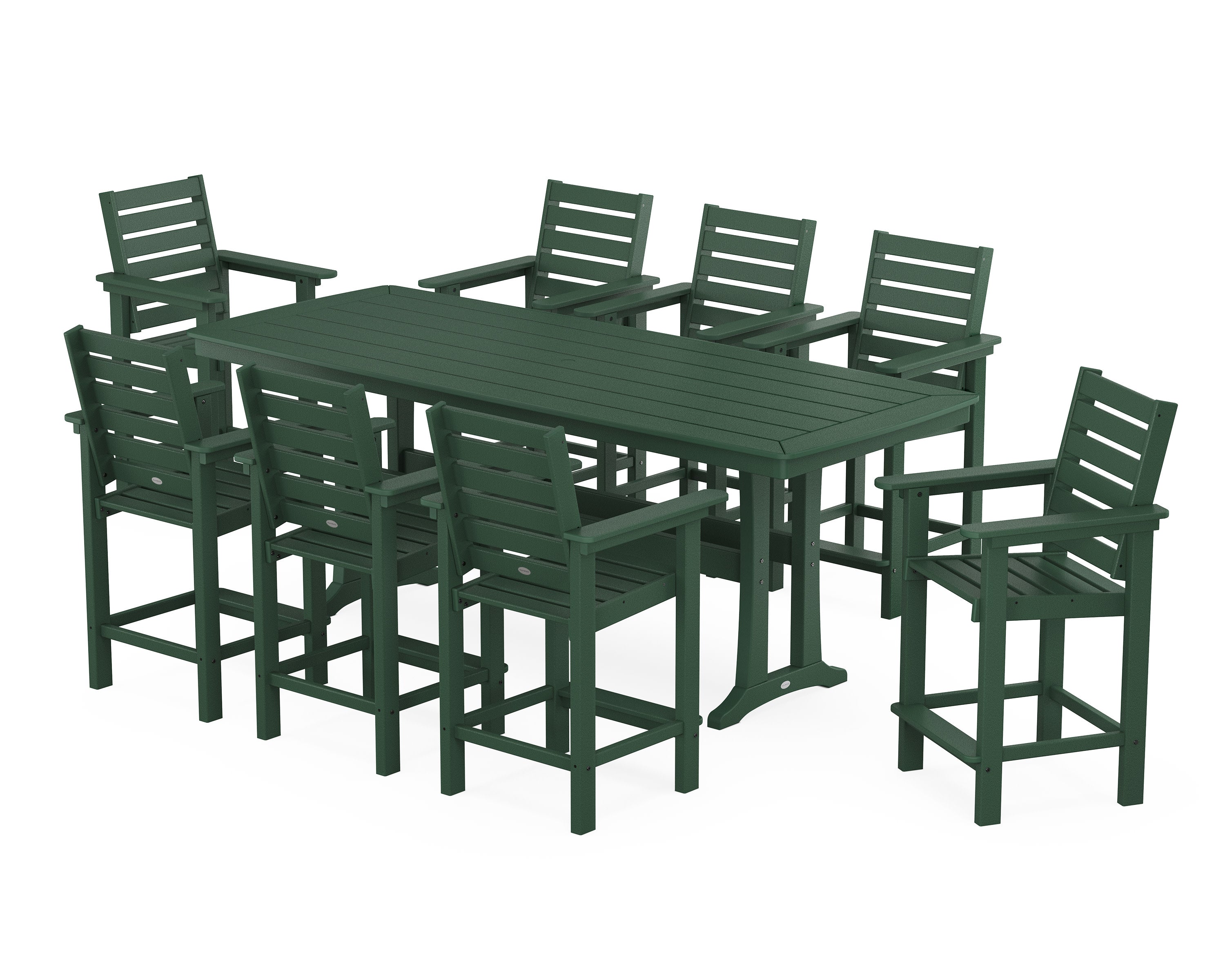 Captain 9-Piece Counter Set with Trestle Legs in Green