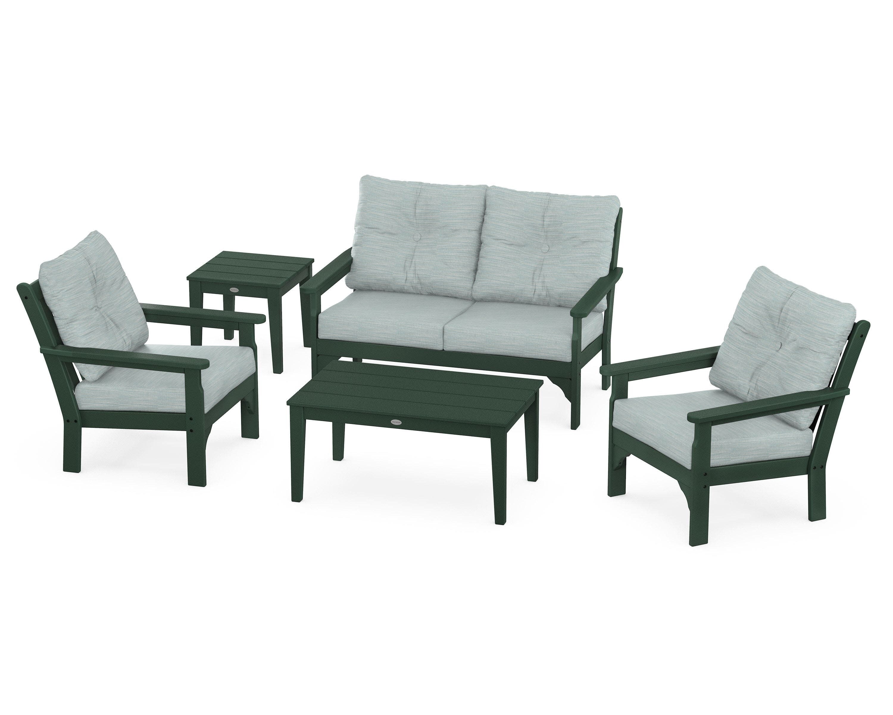 Vineyard 5-Piece Deep Seating Set in Green / Soothe Mist