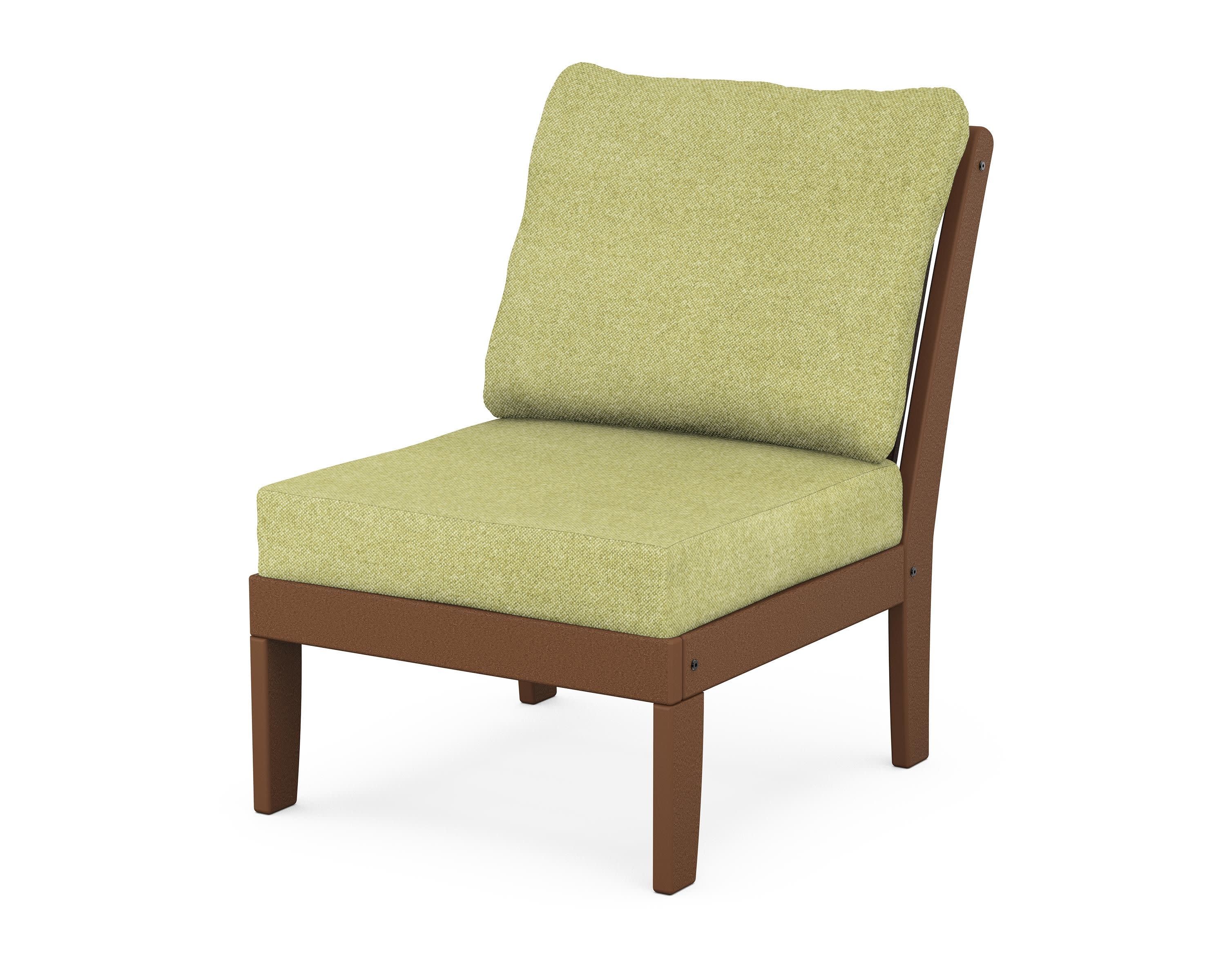 Braxton Modular Armless Chair in Teak / Chartreuse Boucle