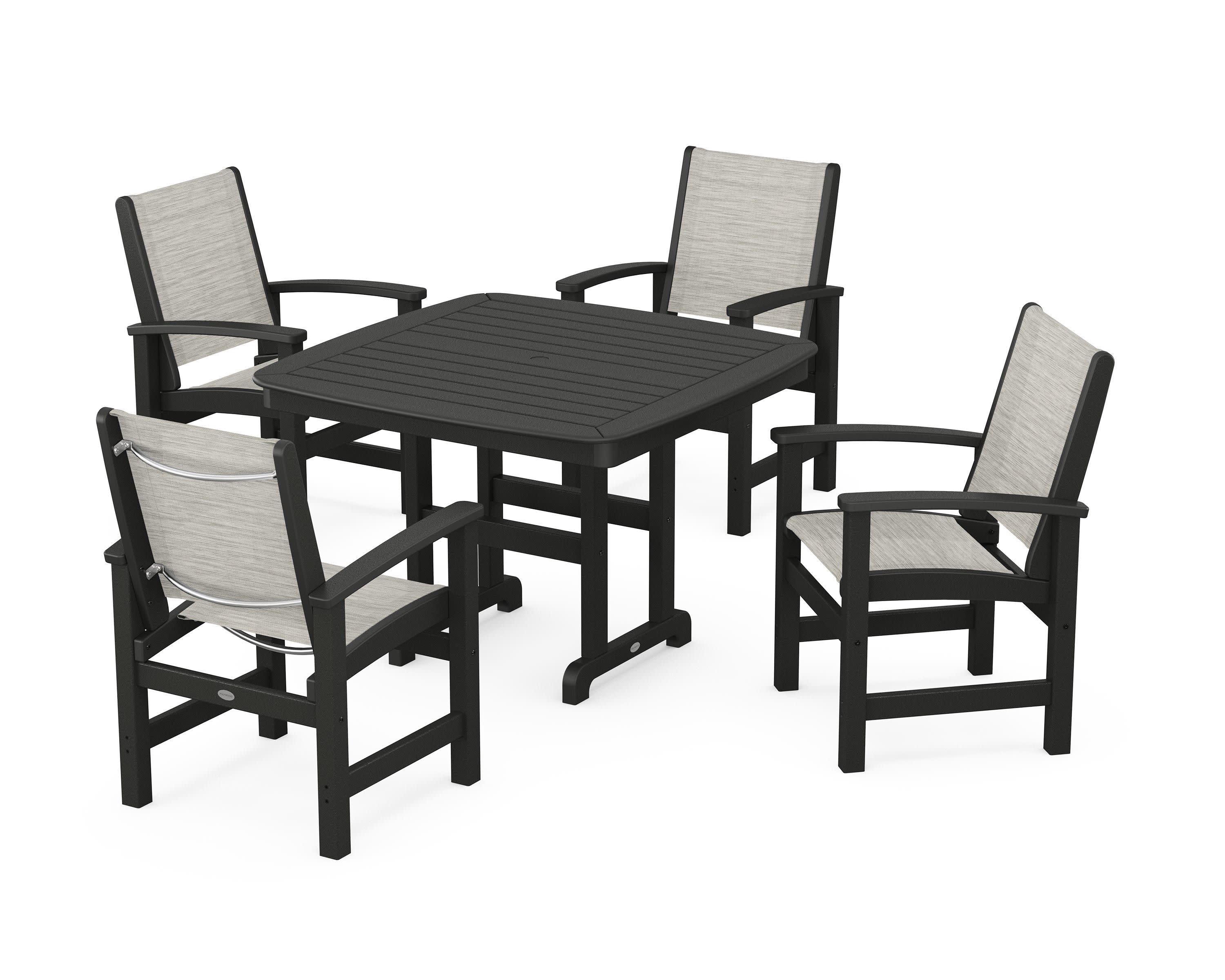 Coastal 5-Piece Dining Set in Black / Birch Sling