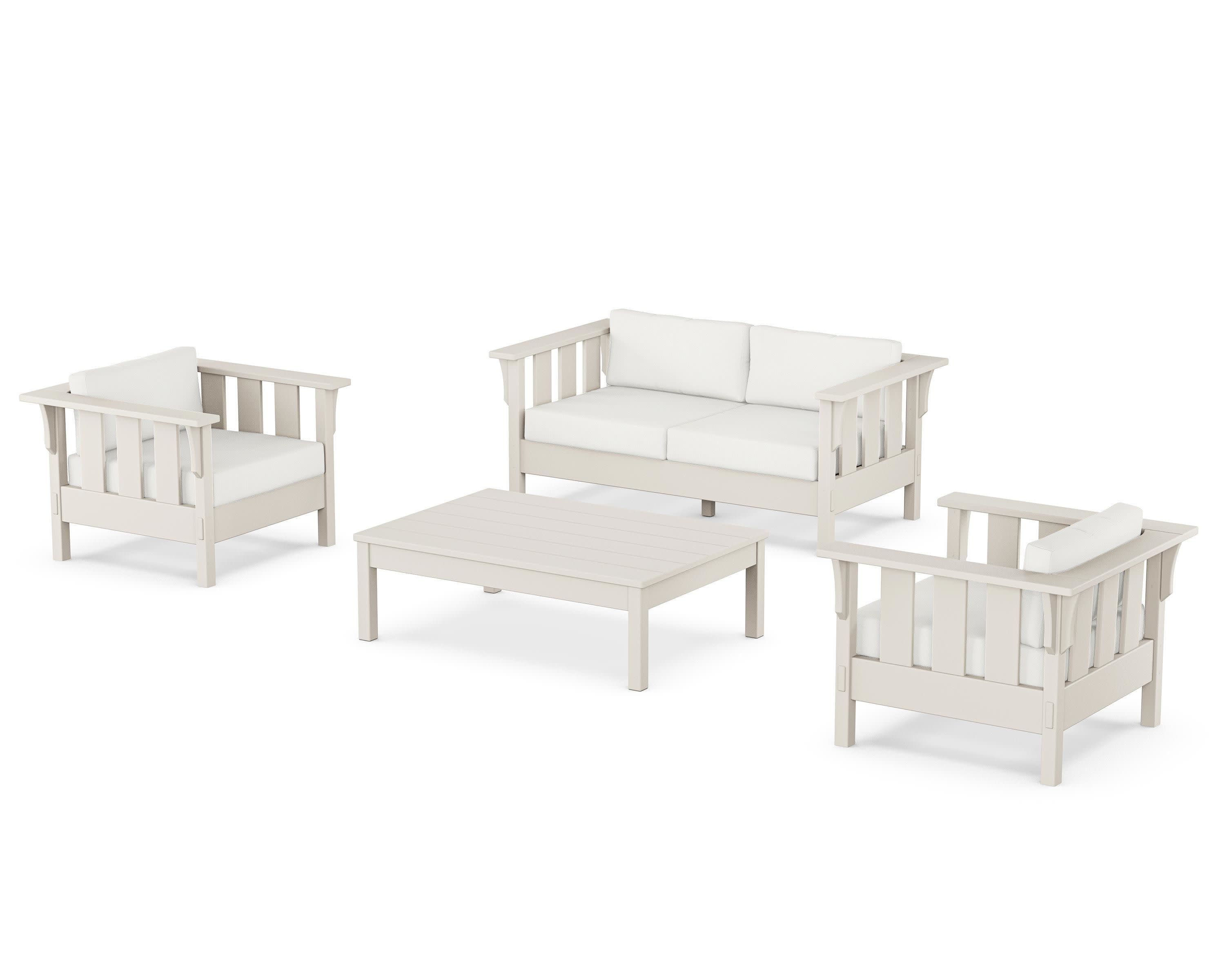 Acadia 4-Piece Deep Seating Set with Loveseat in Sand / Natural Linen