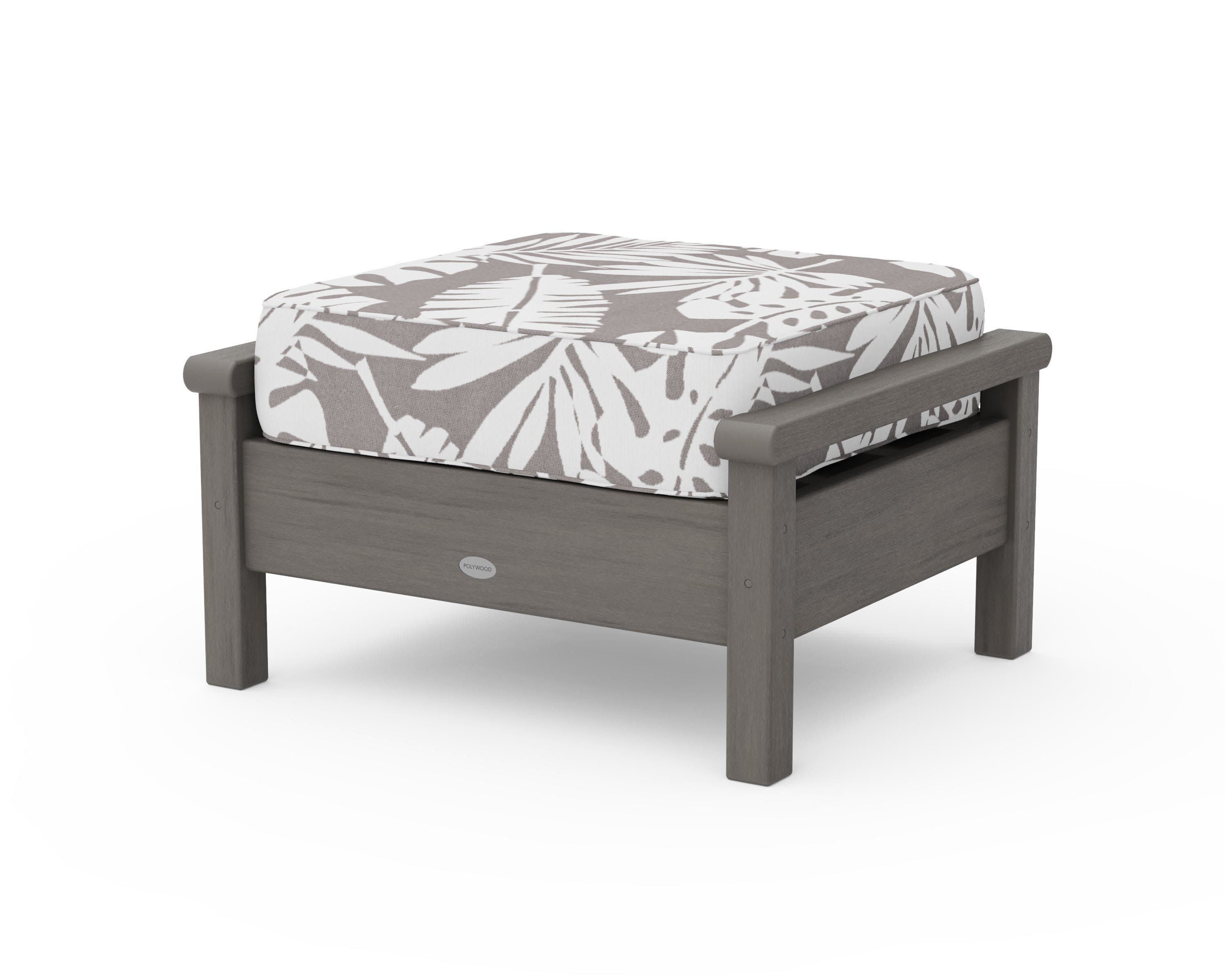 Harbour Deep Seating Ottoman in Driftwood / Leaf Grey Mist