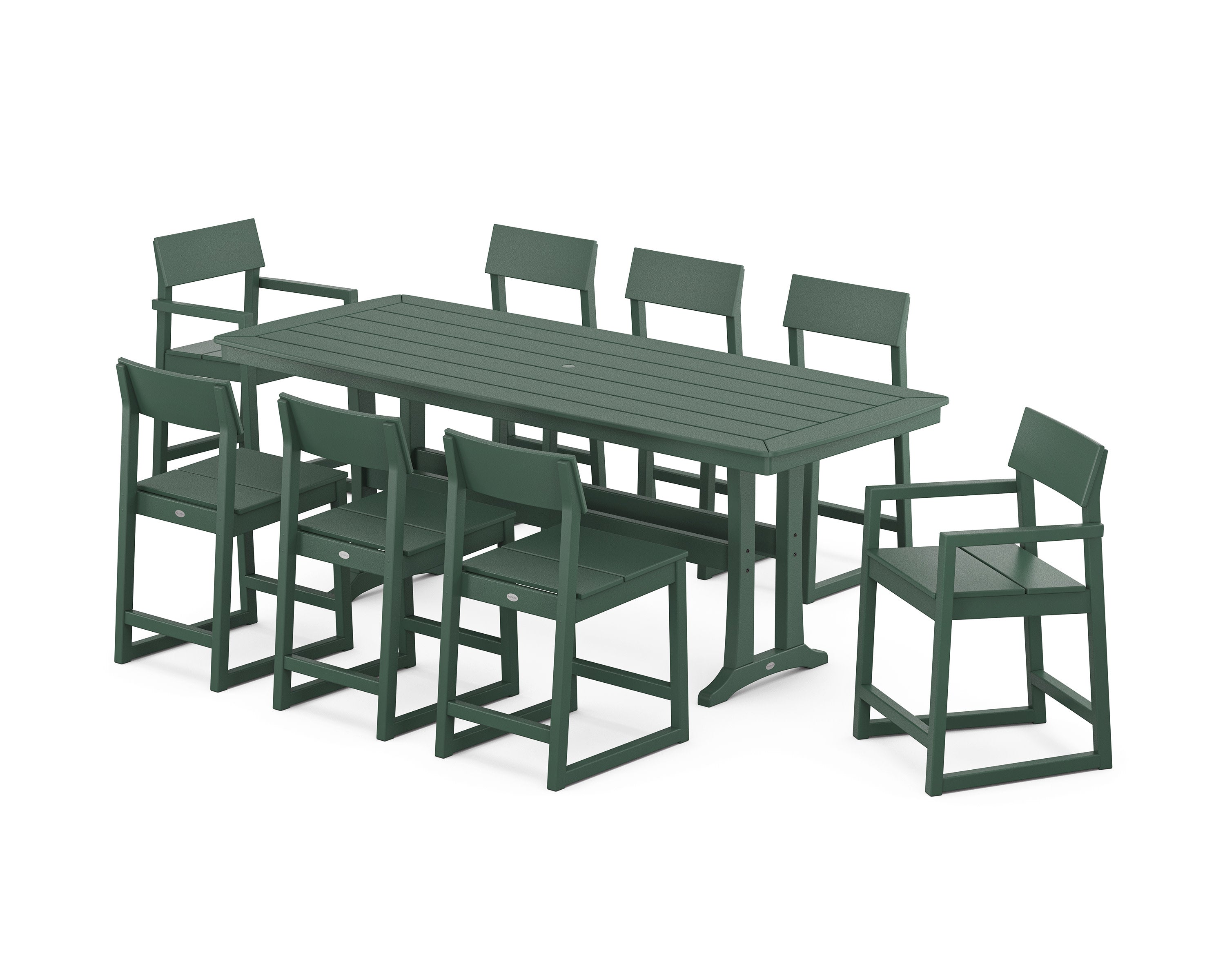 EDGE 9-Piece Counter Set with Trestle Legs in Green