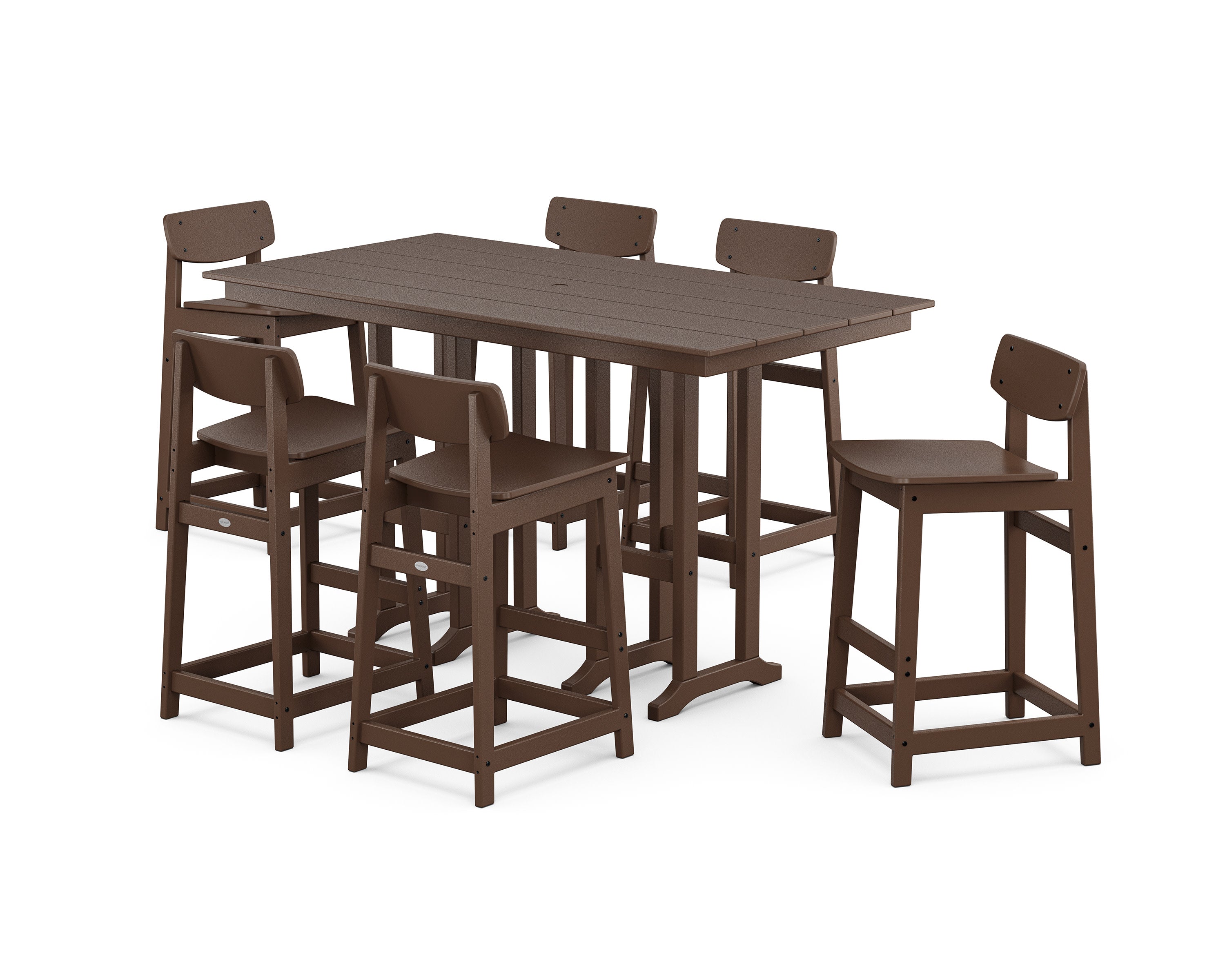 Modern Studio Urban Lowback Bar Chair 7-Piece Set in Mahogany