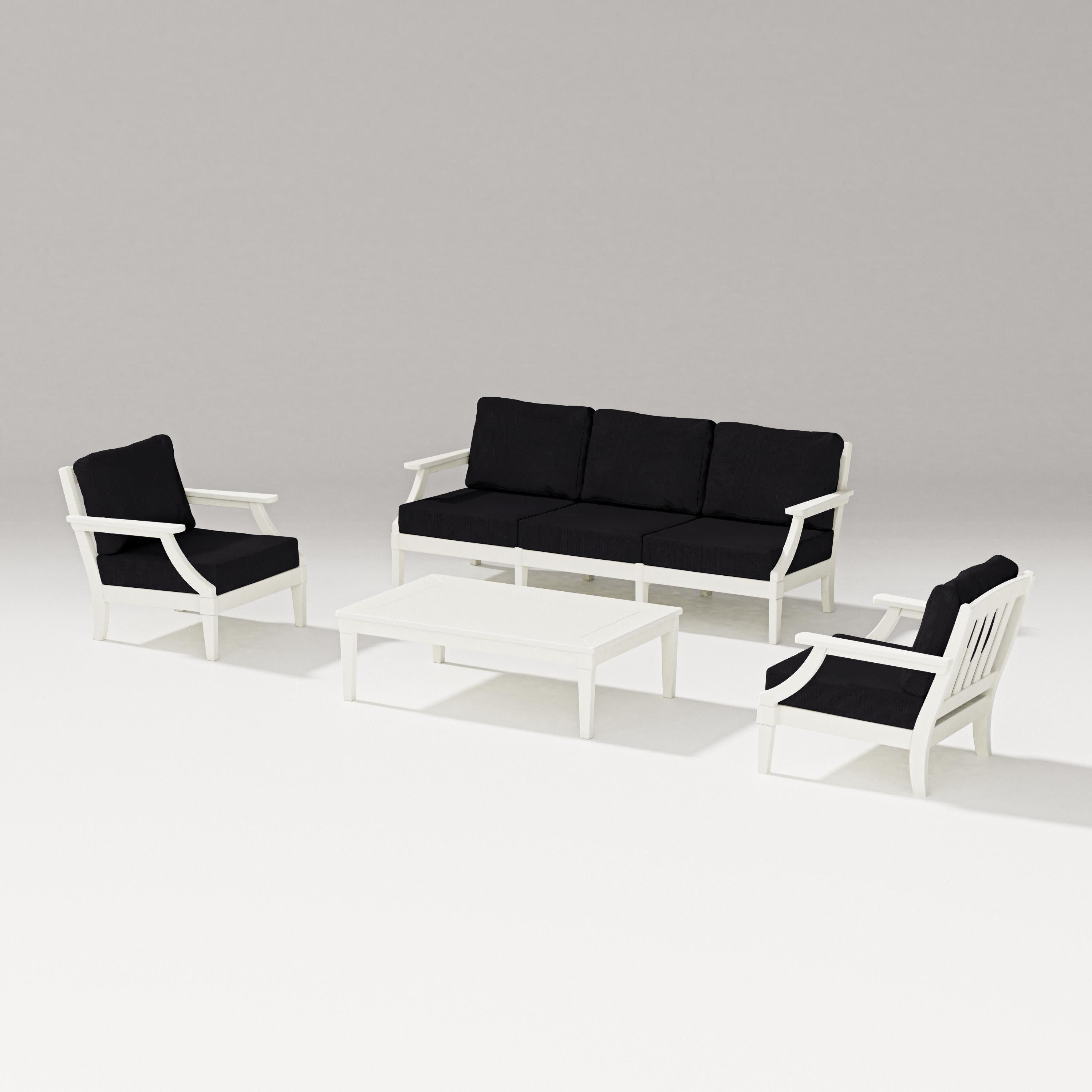 Estate 4-Piece Lounge Sofa Set in Vintage White / Midnight Linen