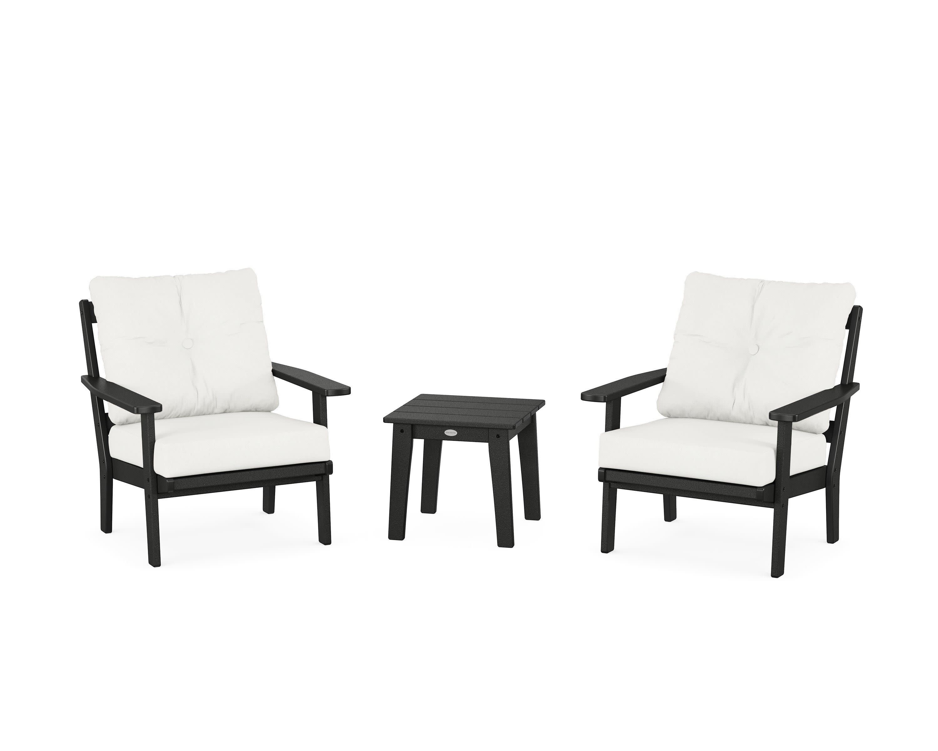 Oxford 3-Piece Deep Seating Set in Black / Natural Linen