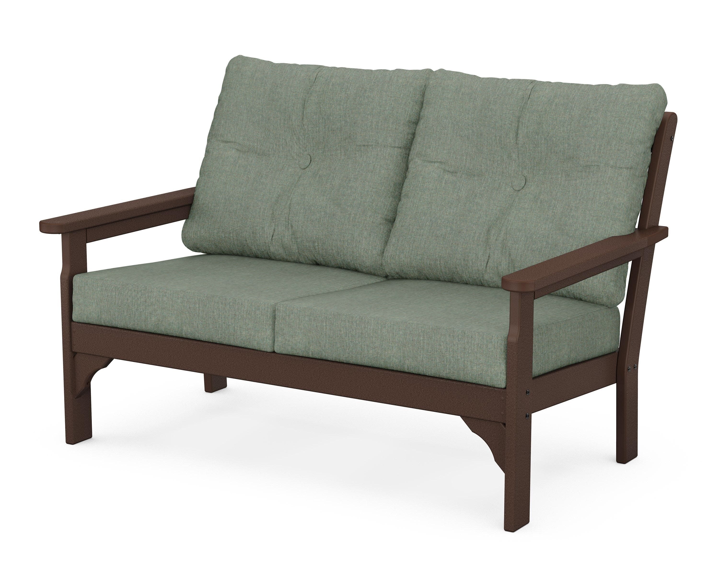 Vineyard Deep Seating Loveseat in Mahogany / Cast Sage