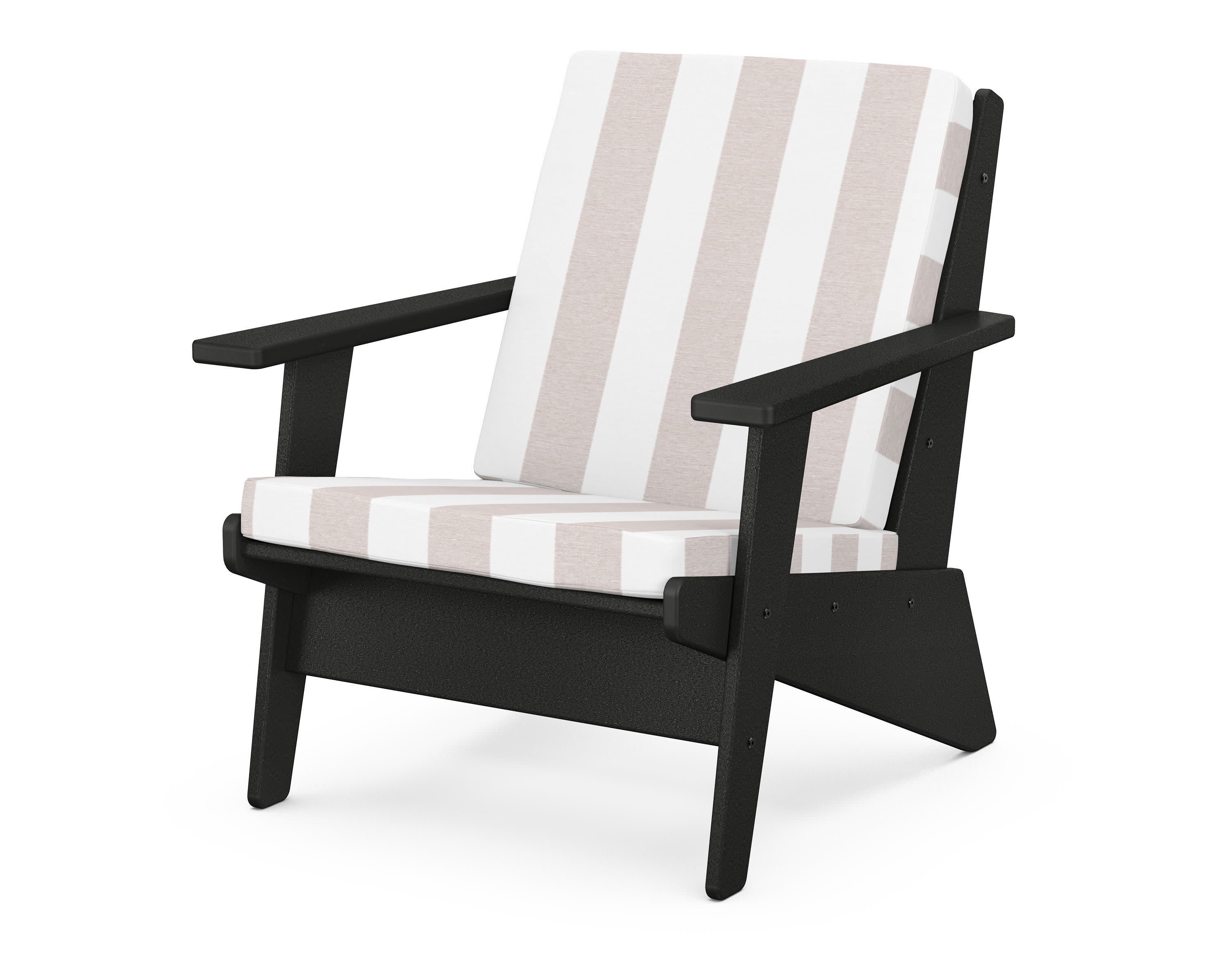 Riviera Modern Lounge Chair in Black / Cabana Stripe Dune Burlap