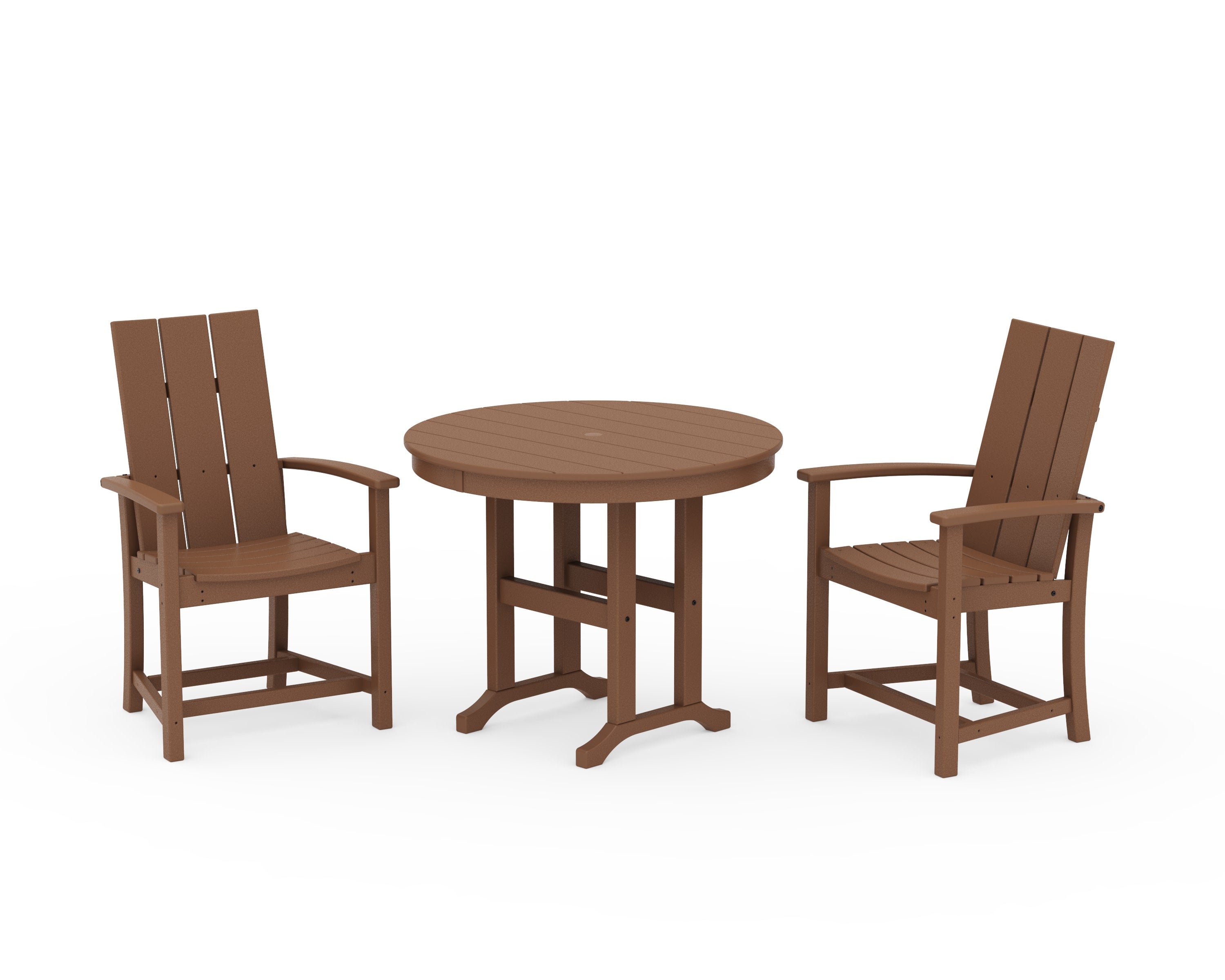 Modern Adirondack 3-Piece Round Farmhouse Dining Set in Teak