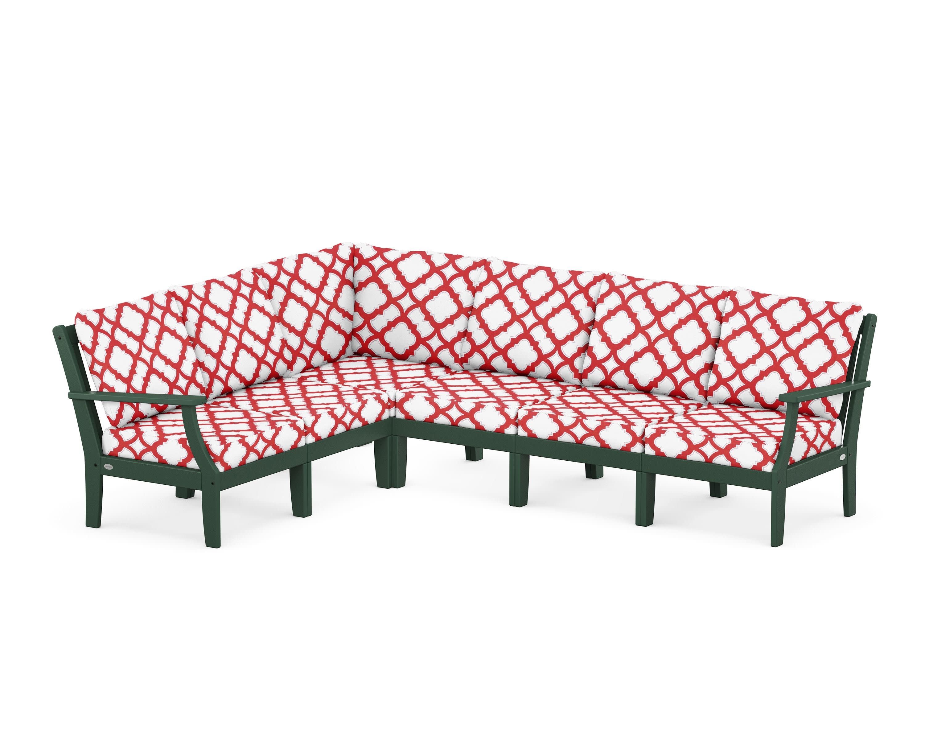 Braxton Modular 6-Piece Deep Seating Set in Green / Trellis Crimson