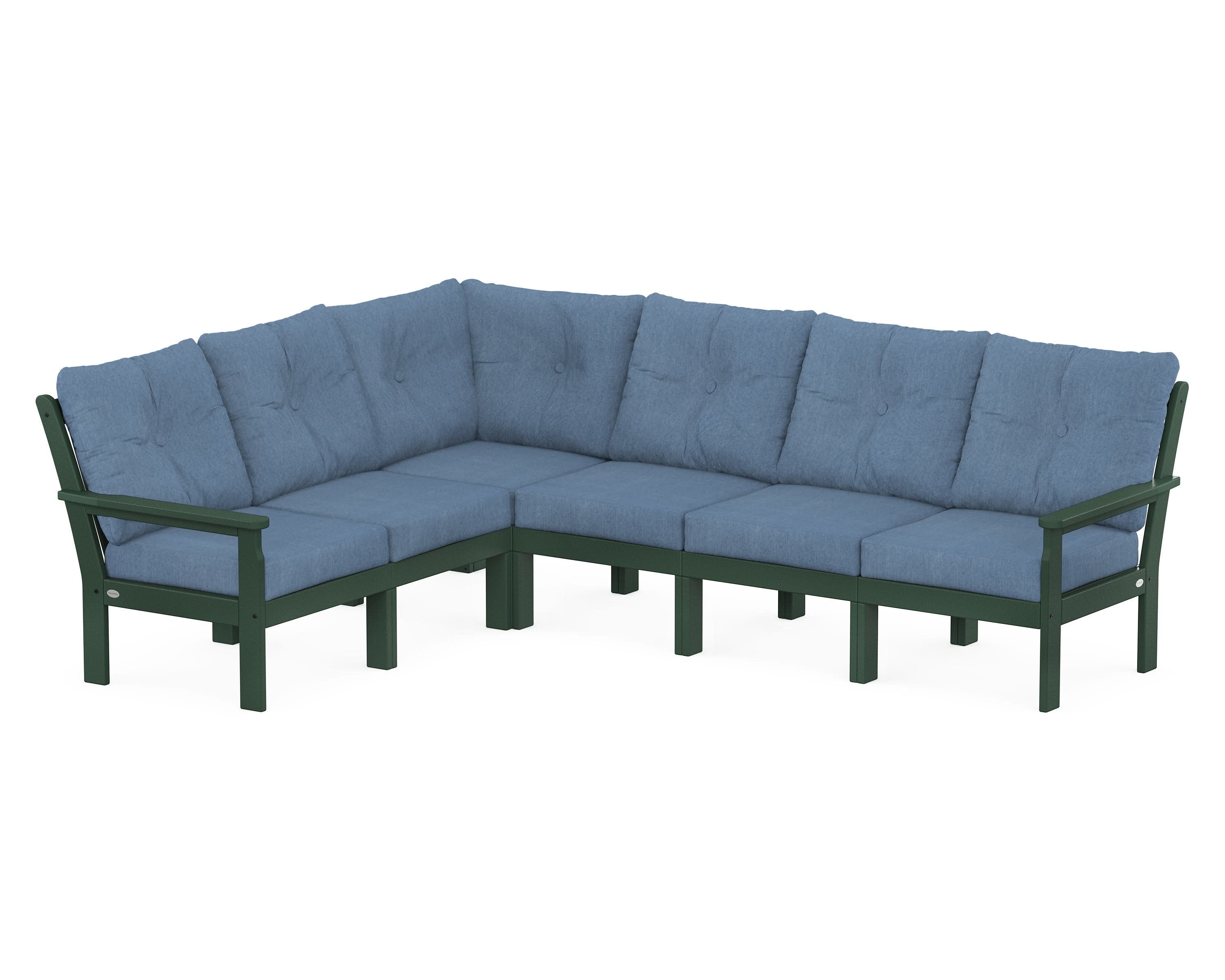 Vineyard 6-Piece Sectional in Green / Sky Blue