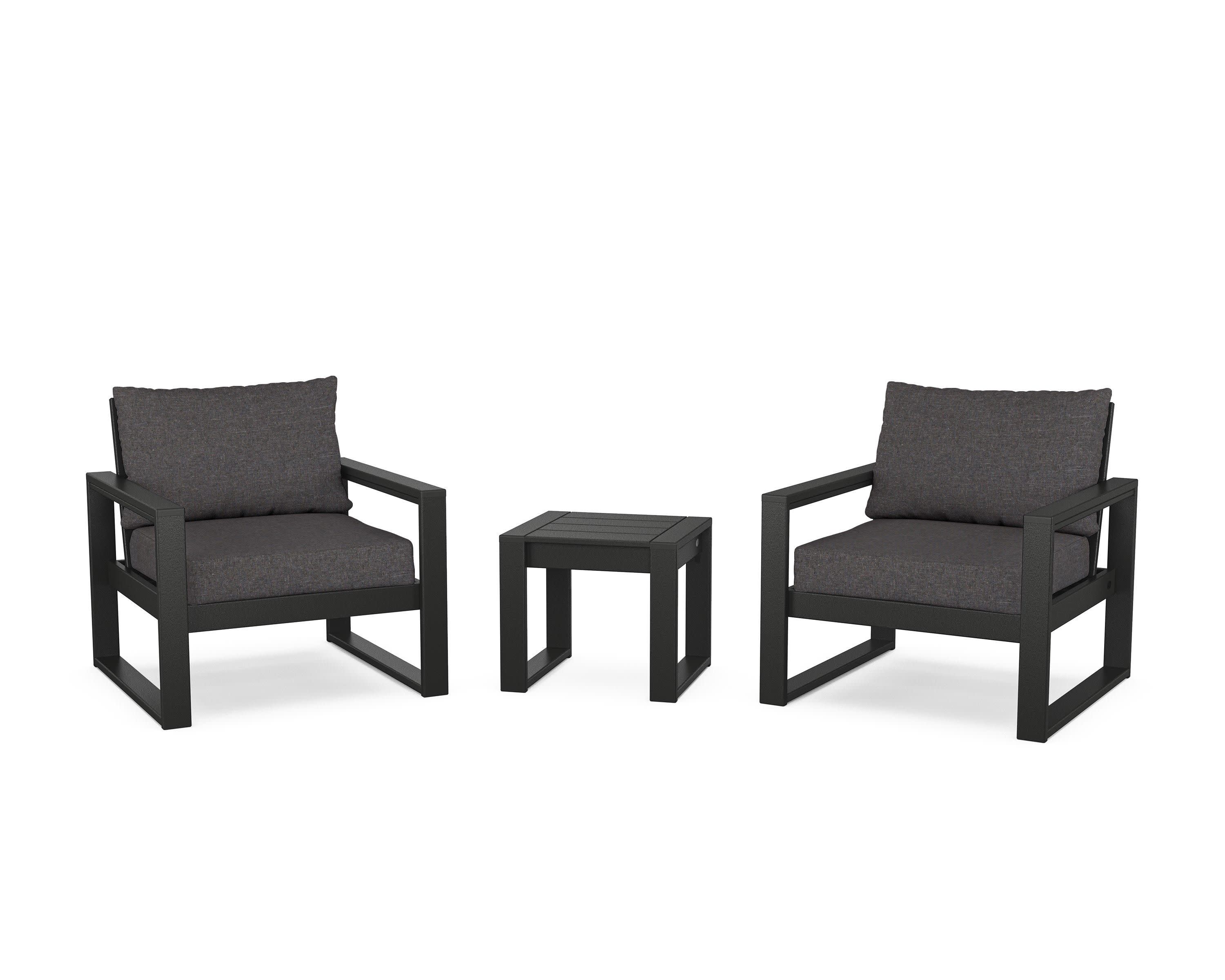 EDGE Sectional 3-Piece Deep Seating Set in Black / Ash Charcoal
