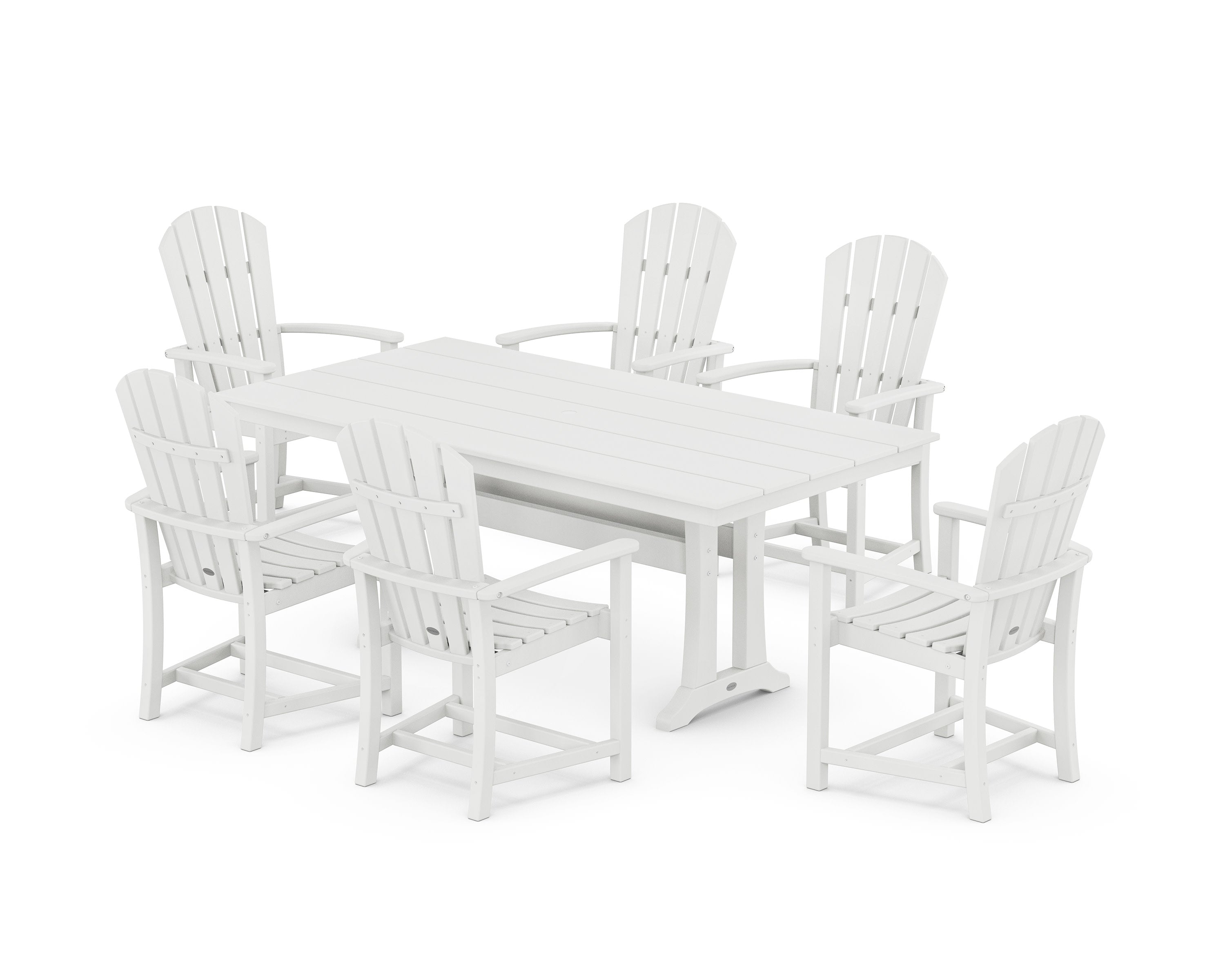Palm Coast 7-Piece Dining Set with Trestle Legs in White