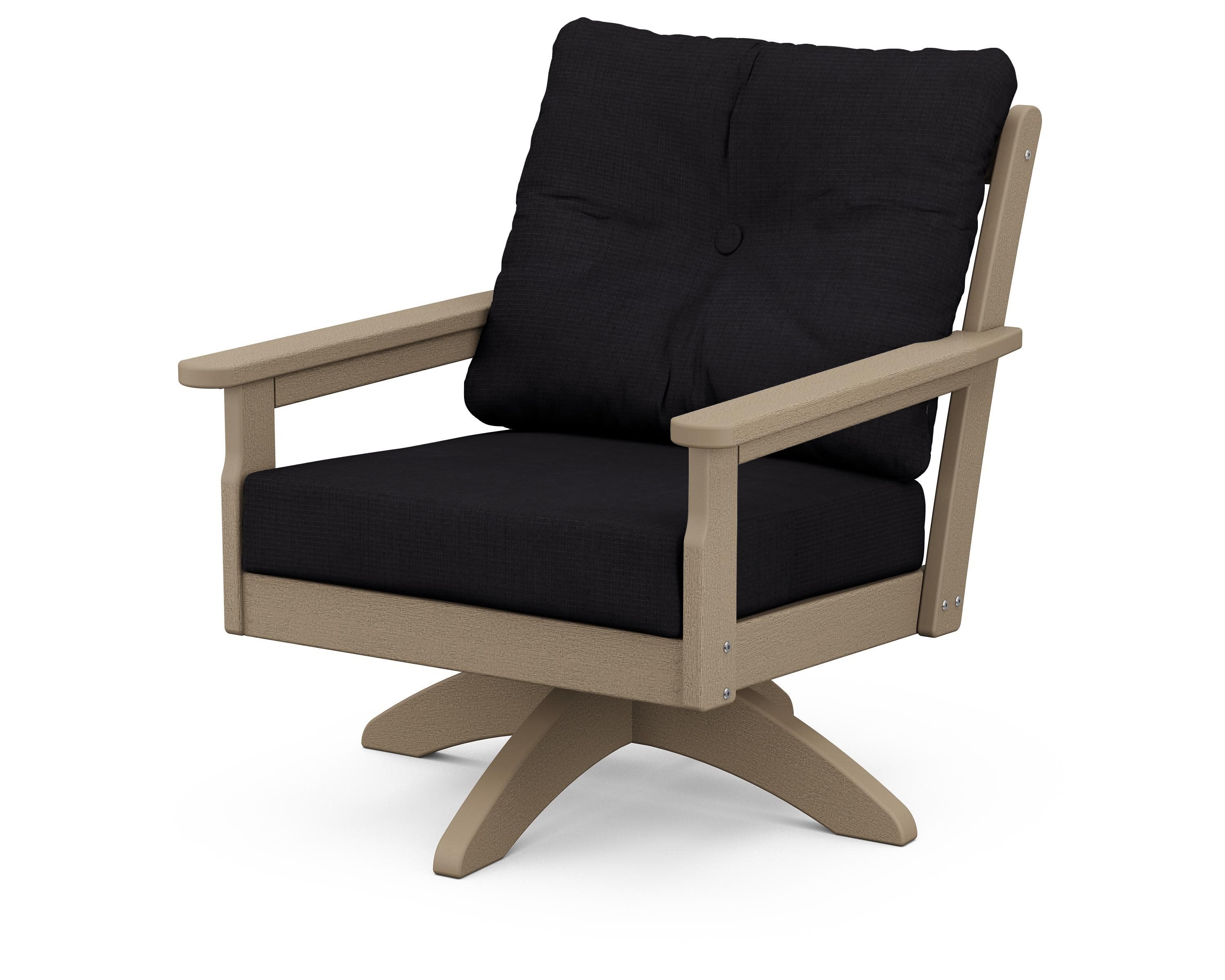 Vineyard Deep Seating Swivel Chair in Vintage Sahara / Midnight Linen