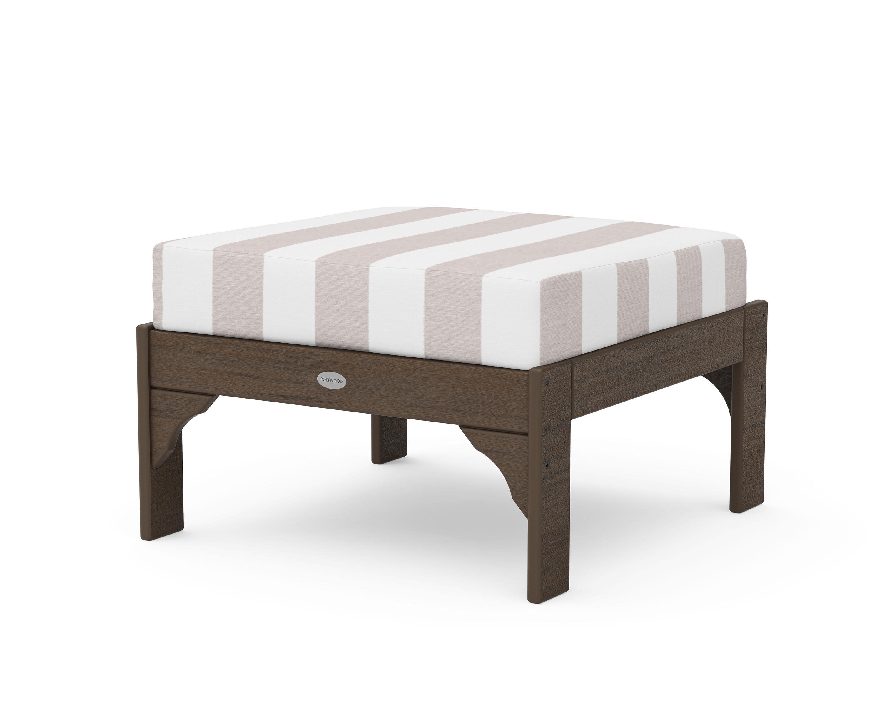 Vineyard Deep Seating Ottoman in Kona / Cabana Stripe Dune Burlap