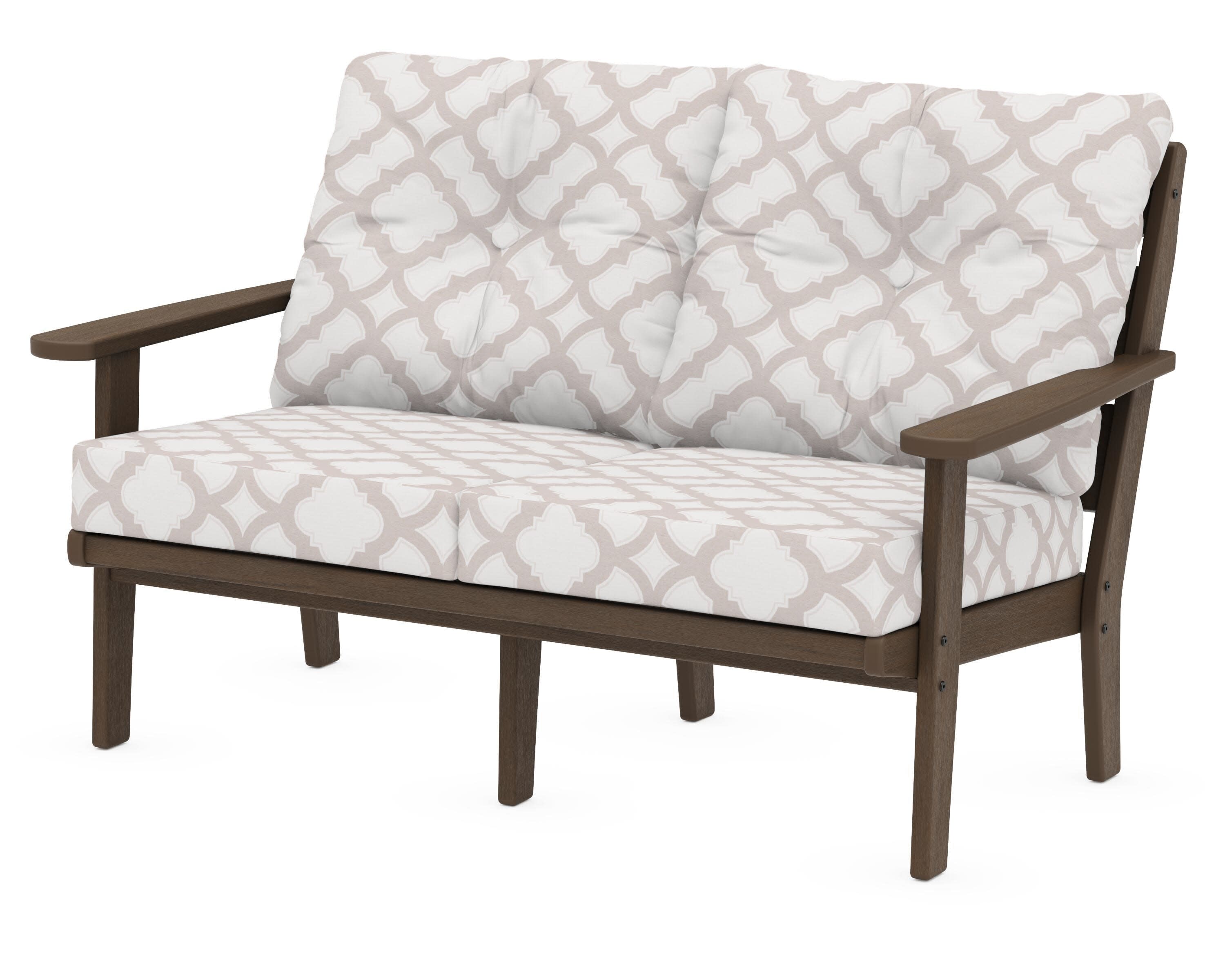 Lakeside Deep Seating Loveseat in Kona / Trellis Dune Burlap