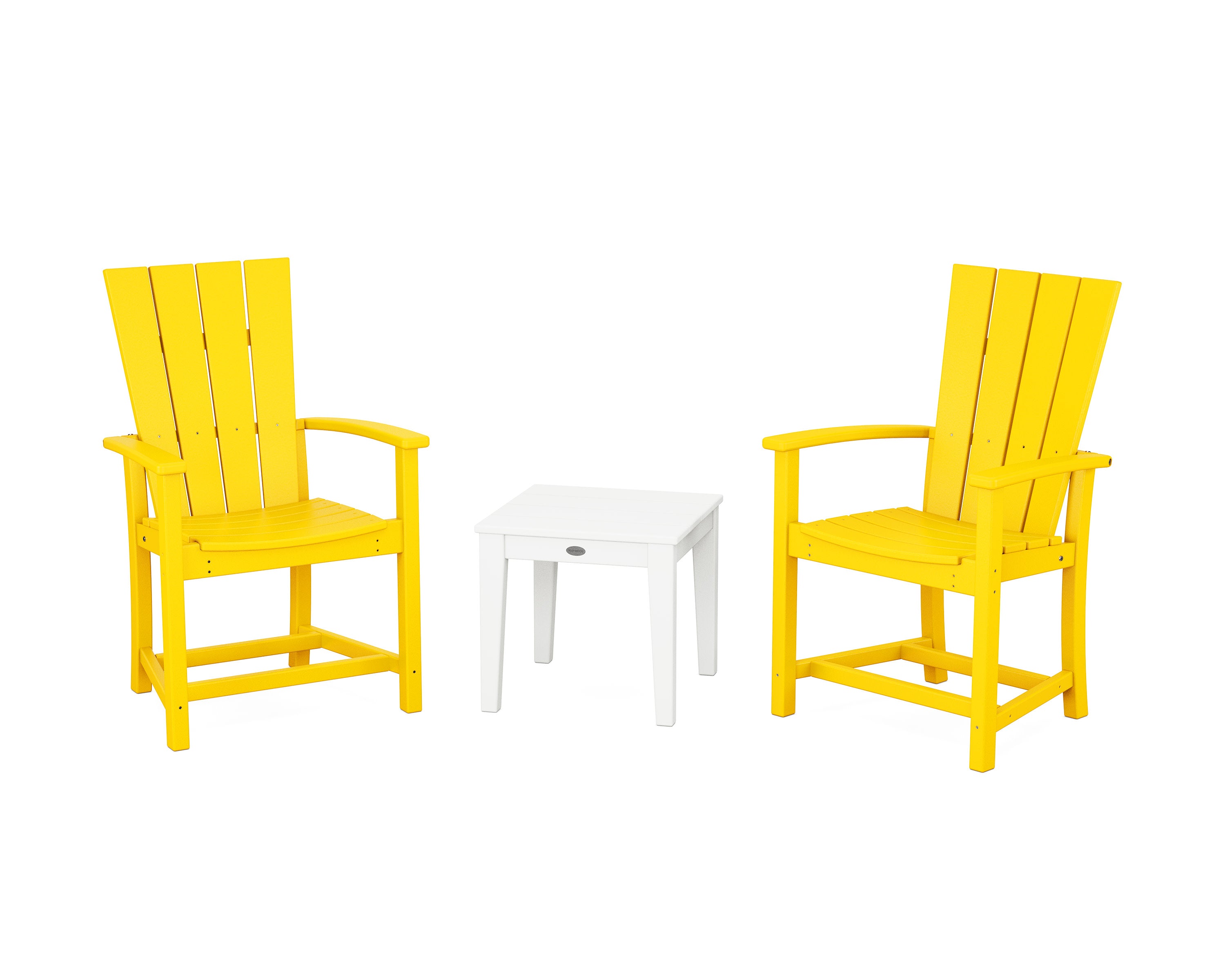 Quattro 3-Piece Upright Adirondack Chair Set in Lemon / White
