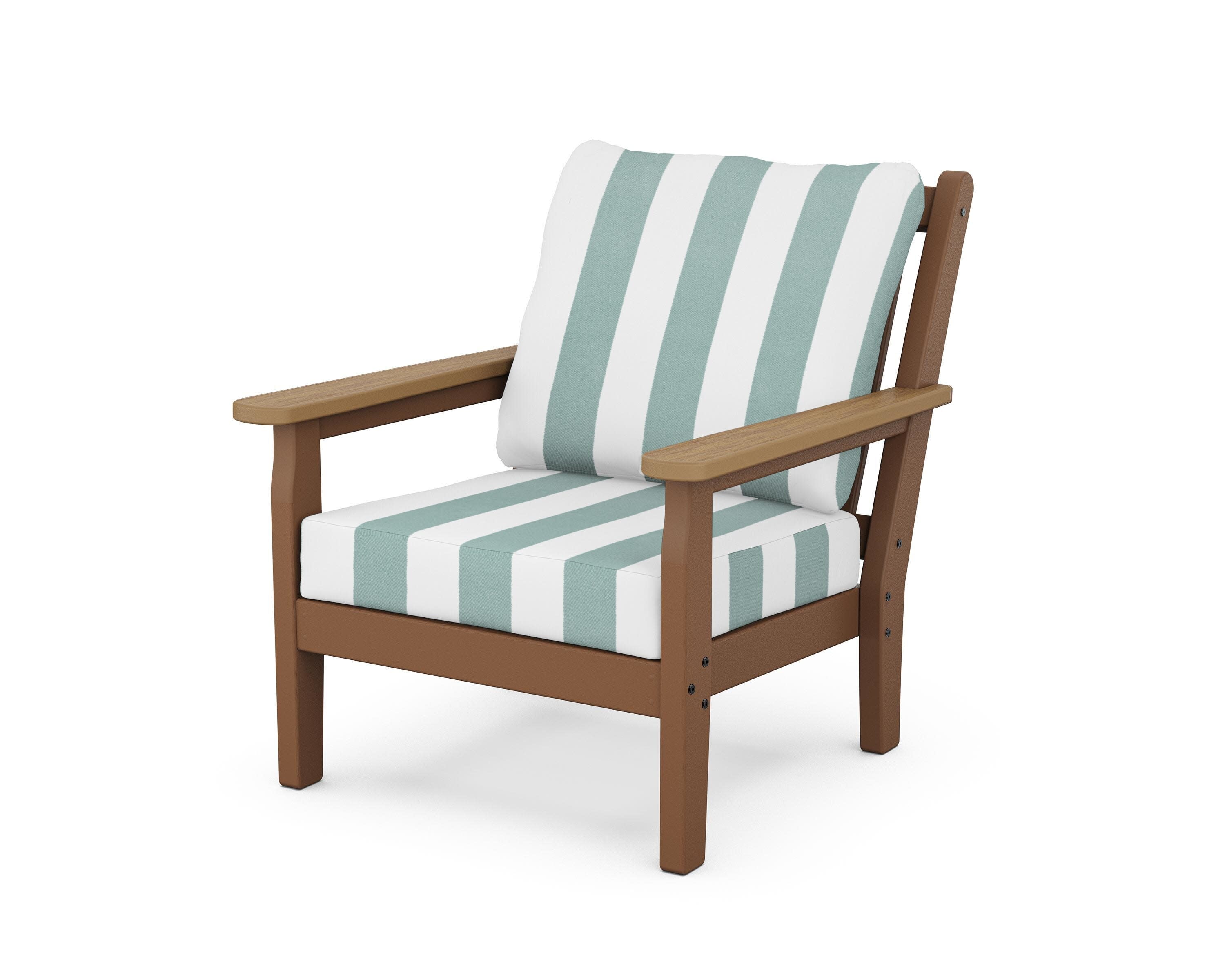 Chippendale Deep Seating Chair in Teak / Natural / Cabana Stripe Glacier Spa
