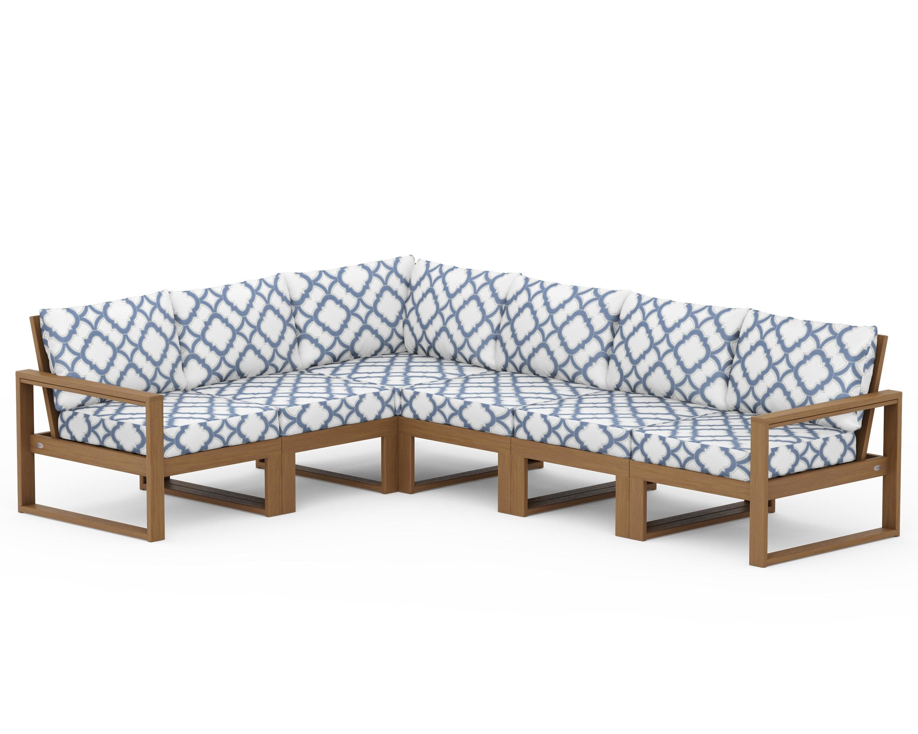 EDGE 6-Piece Modular Deep Seating Set in Natural / Trellis Sky Blue