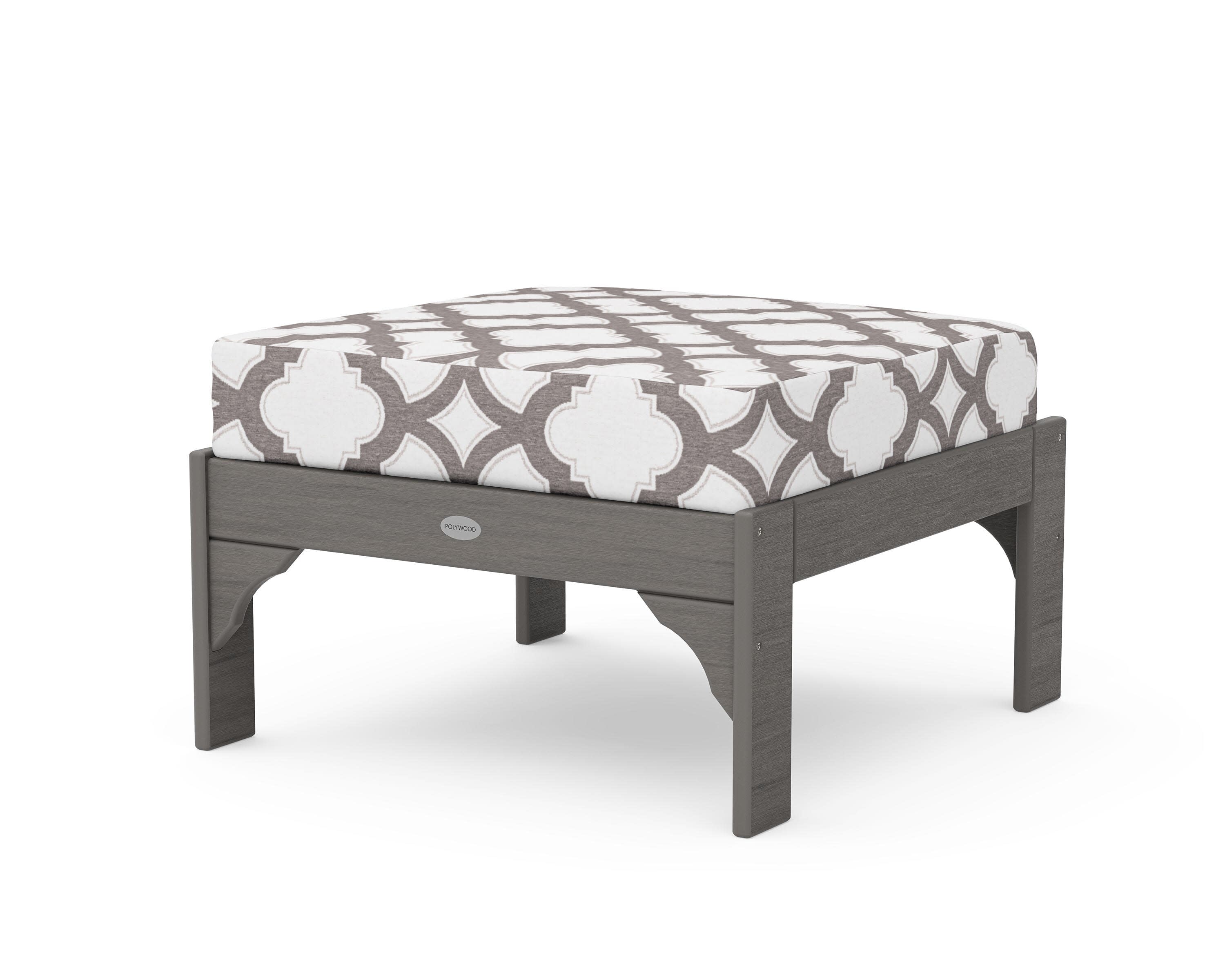 Vineyard Deep Seating Ottoman in Driftwood / Trellis Grey Mist