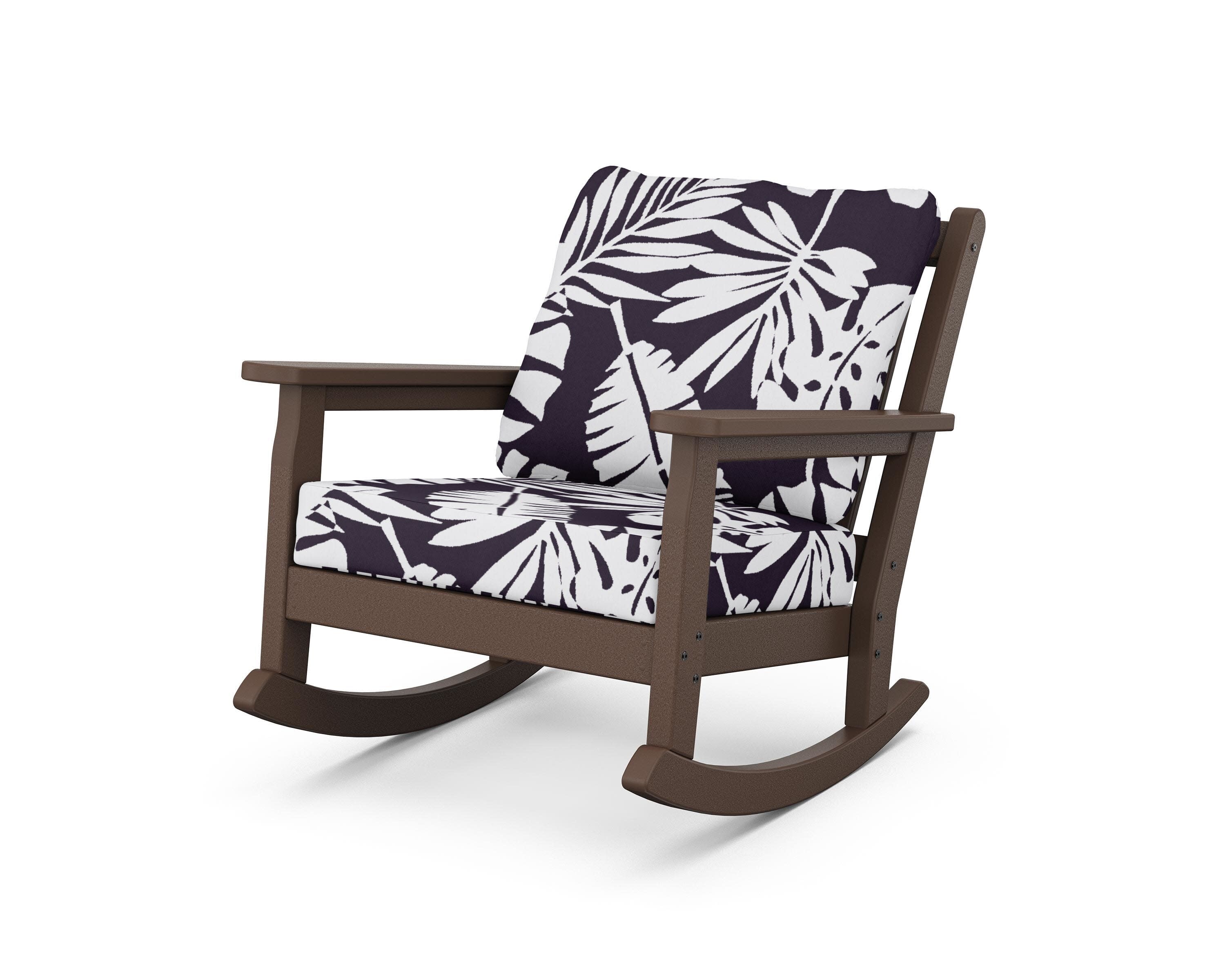 Chippendale Deep Seating Rocking Chair in Mahogany / Leaf Navy
