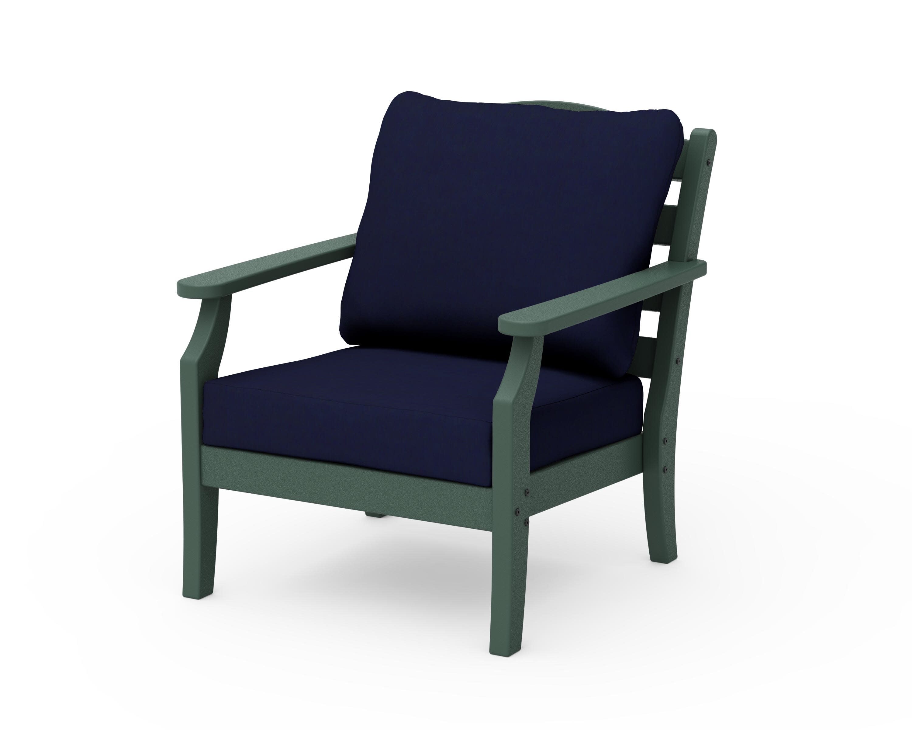 Savannah Deep Seating Chair in Green / Navy