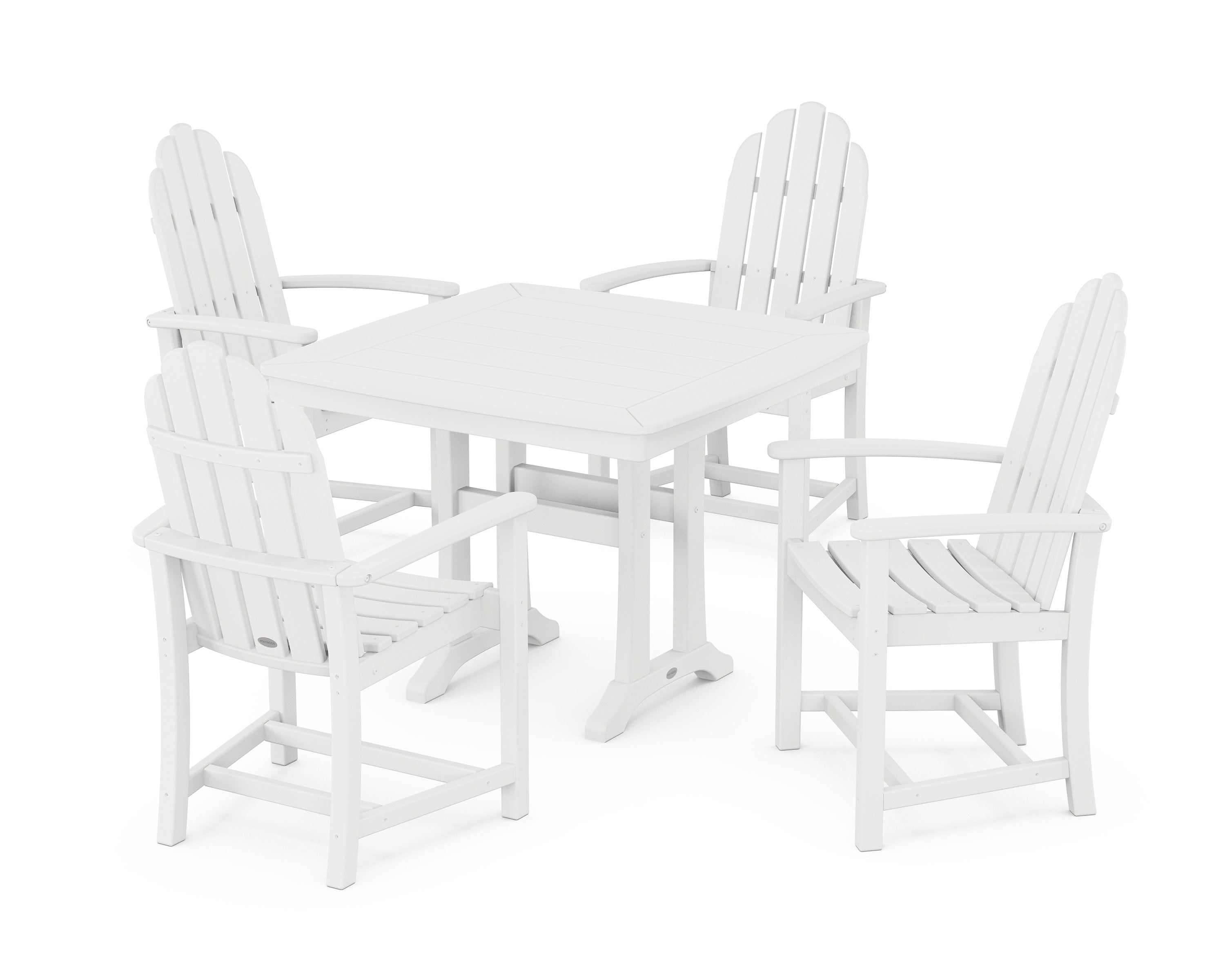 Classic Adirondack 5-Piece Dining Set with Trestle Legs in White