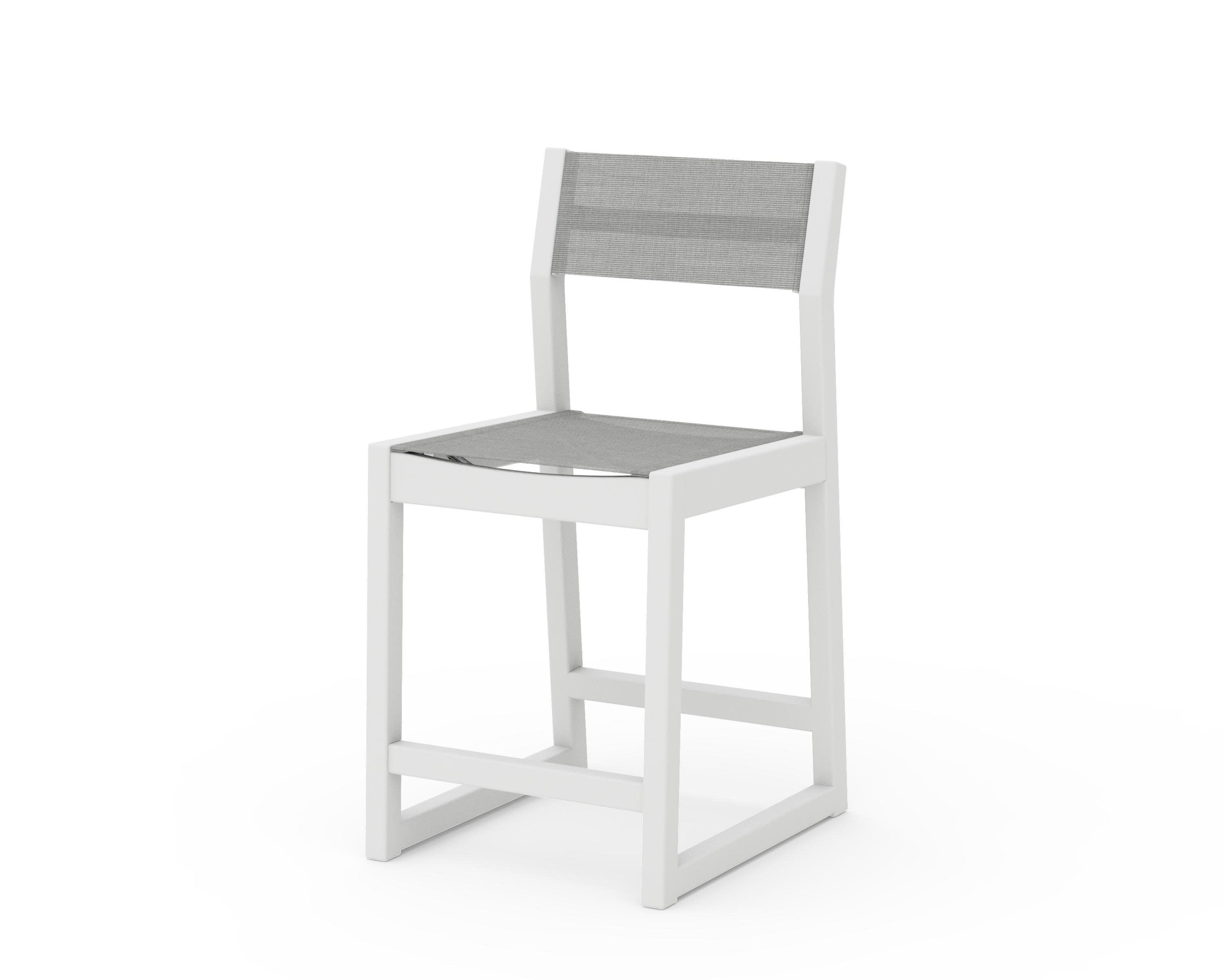 EDGE Sling Counter Side Chair in White / Metallic Sling
