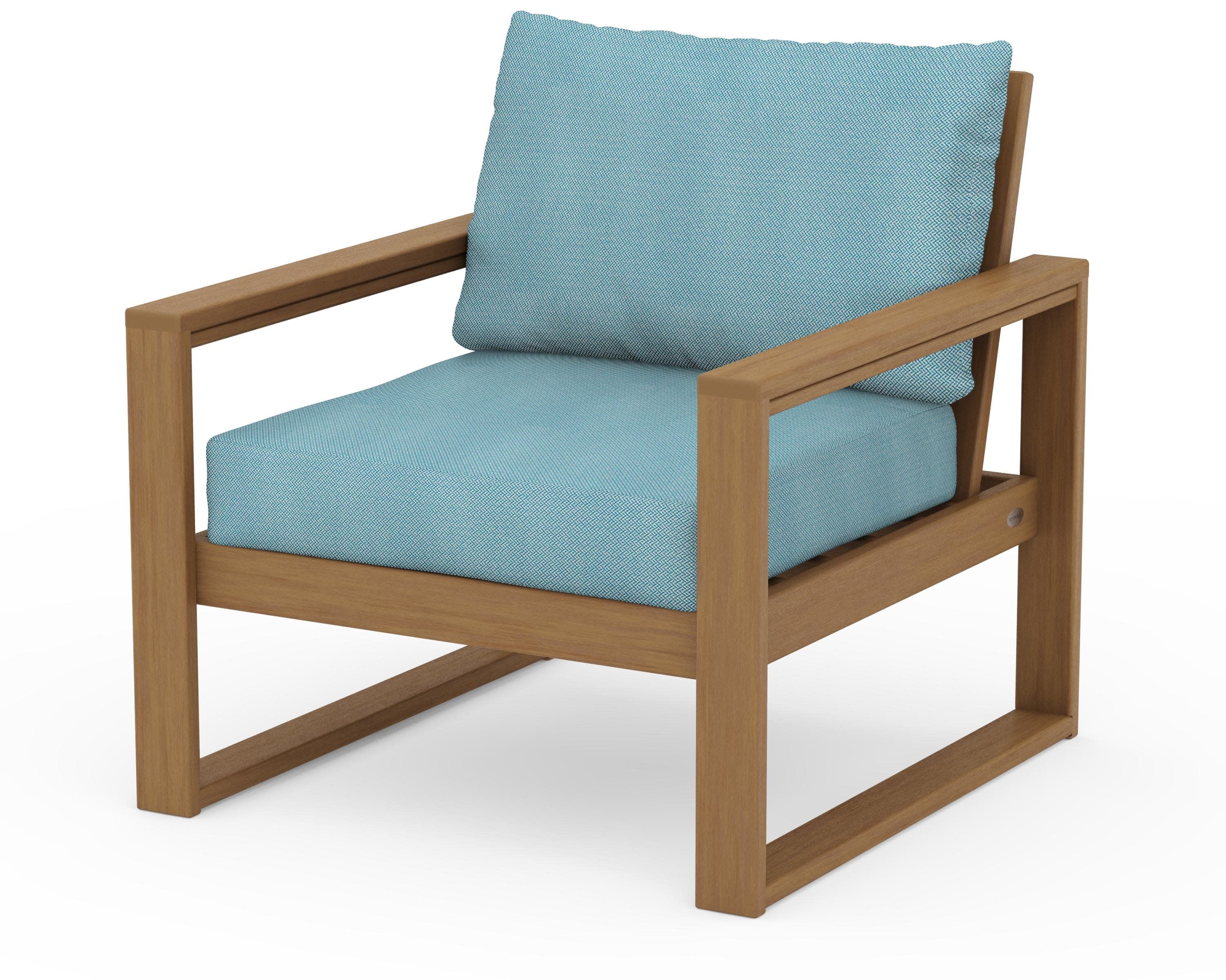 EDGE Club Chair in Natural / Lattice Sky Blue