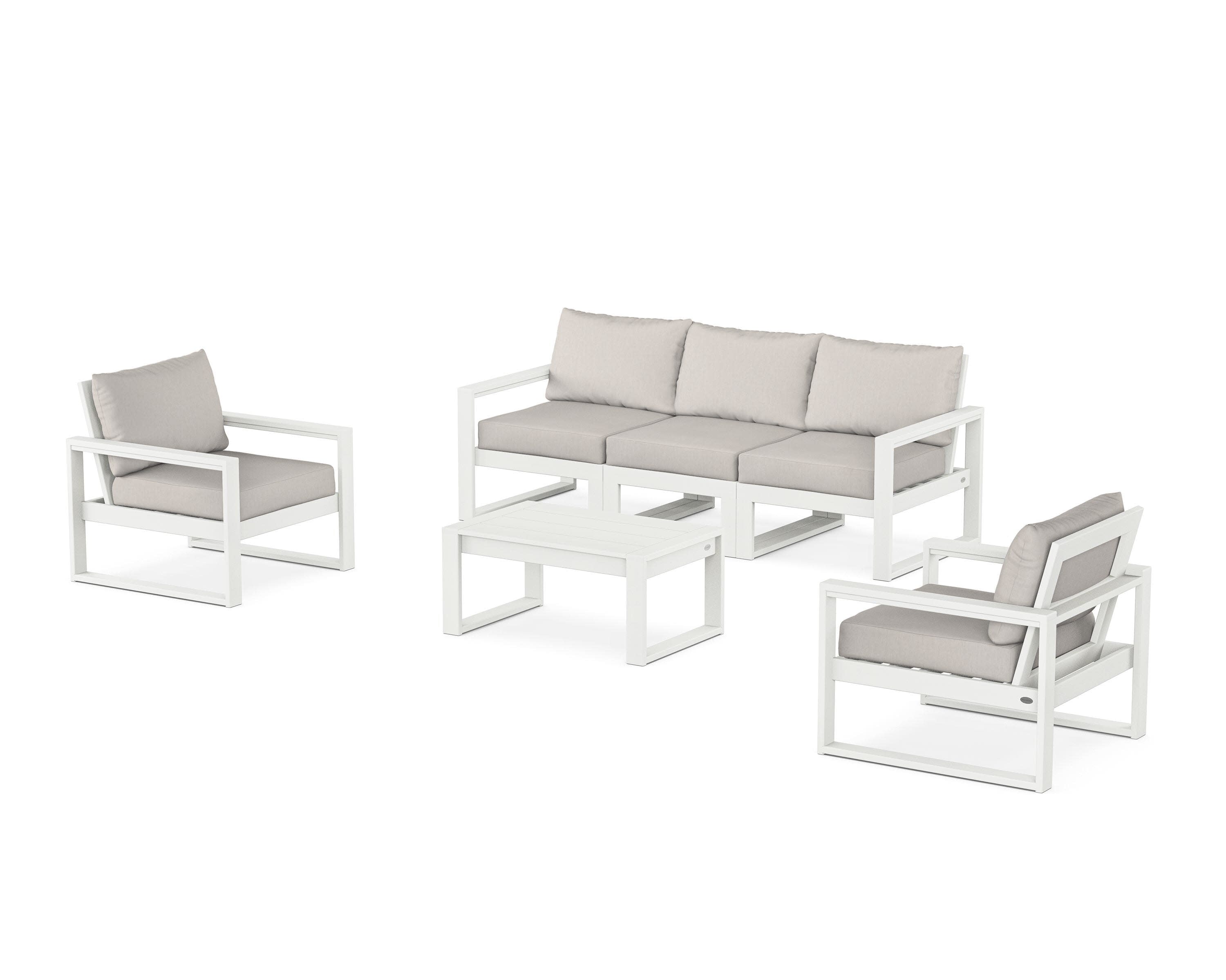 EDGE Sectional 4-Piece Deep Seating Set with Sofa in Vintage White / Cast Ash