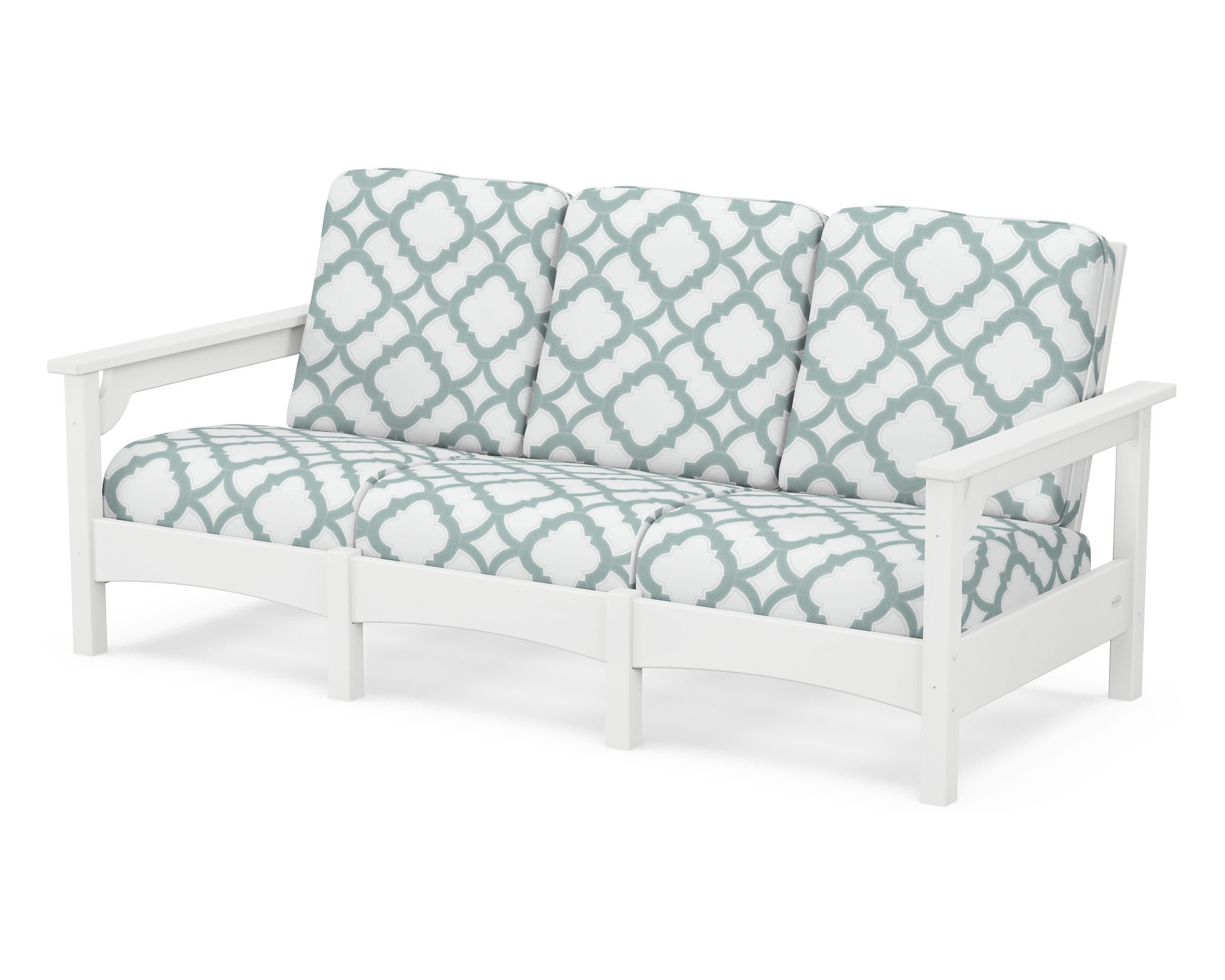 Club Sofa in White / Trellis Glacier Spa