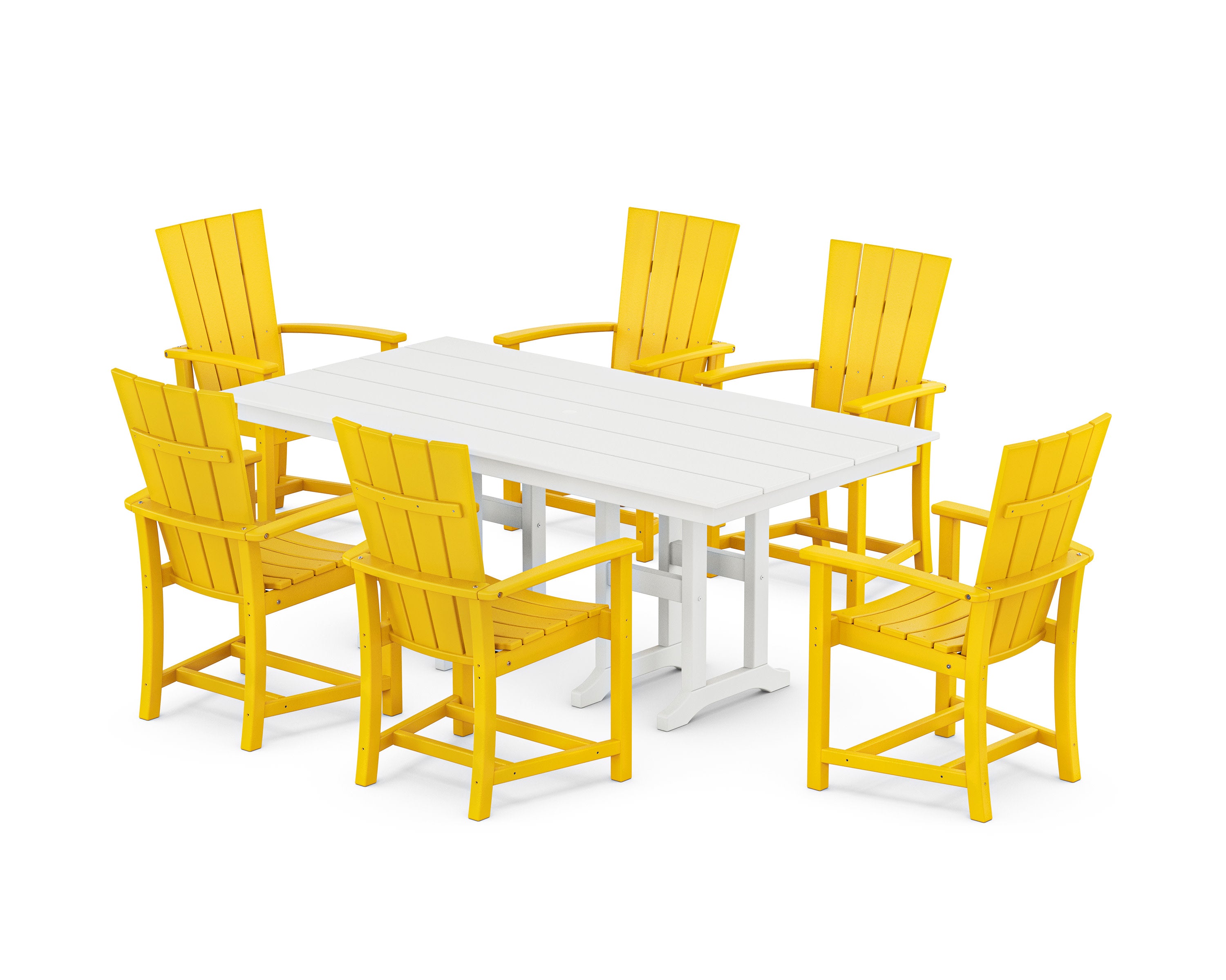 Quattro 7-Piece Farmhouse Dining Set in Lemon / White